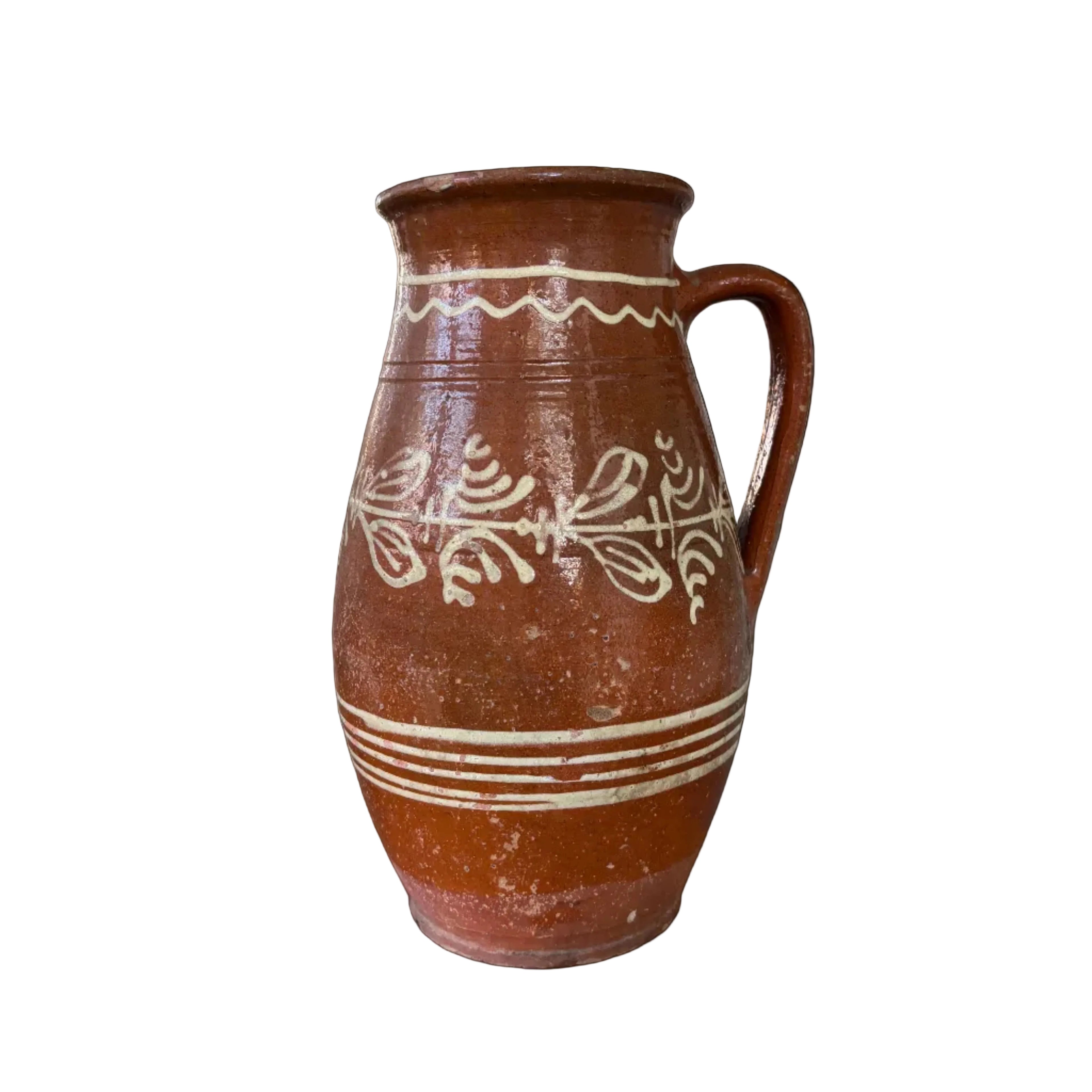 Older Vintage Slip-decorated European redware pitcher
