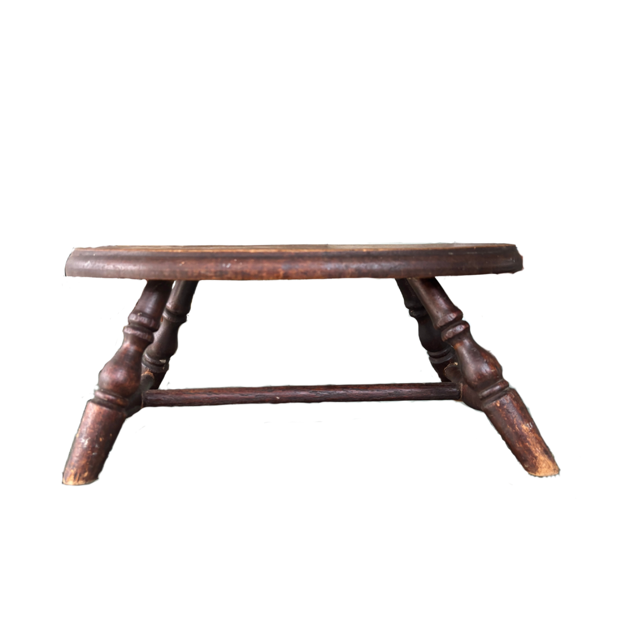 Antique Oval Turned-Leg Footstool
