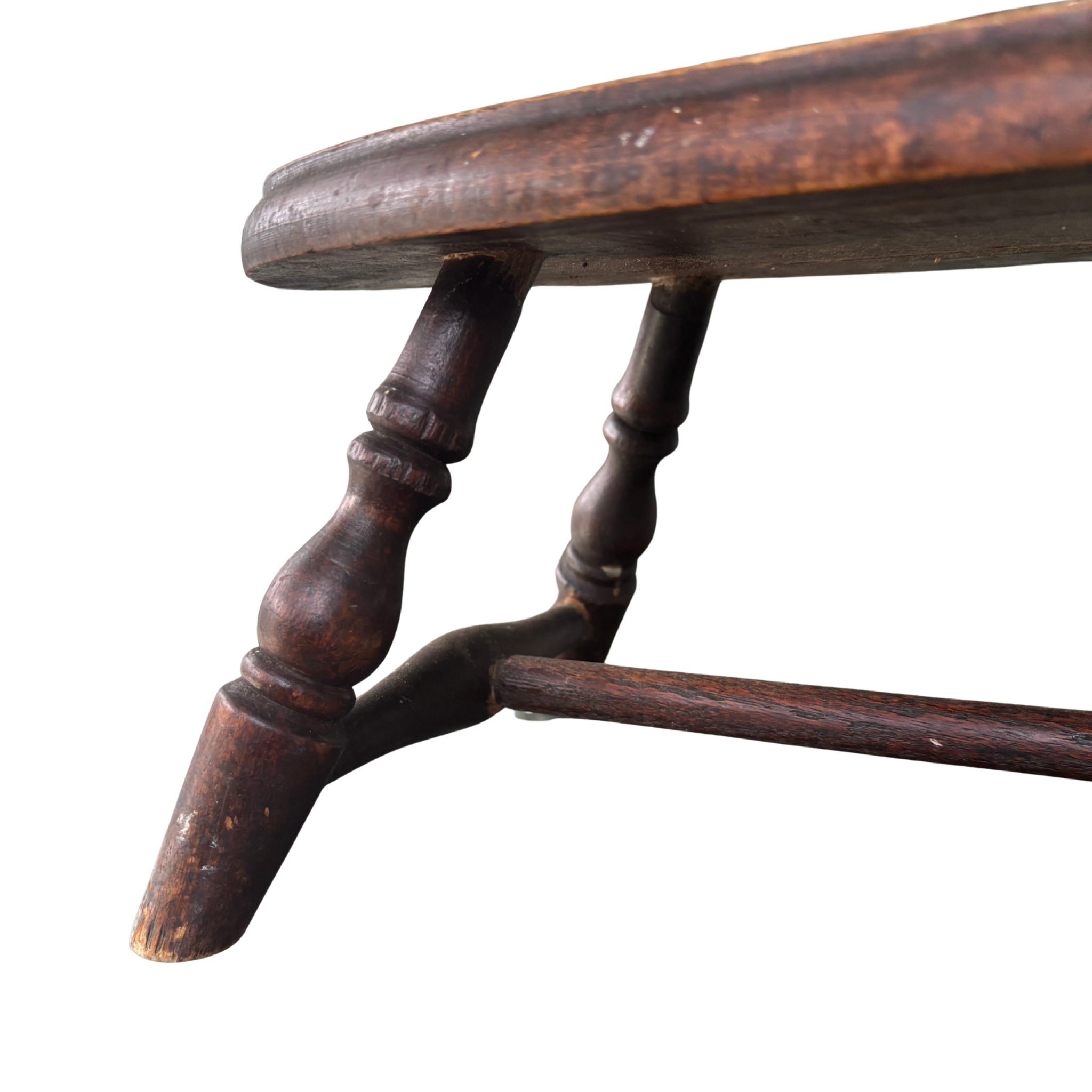 Antique Oval Turned-Leg Footstool