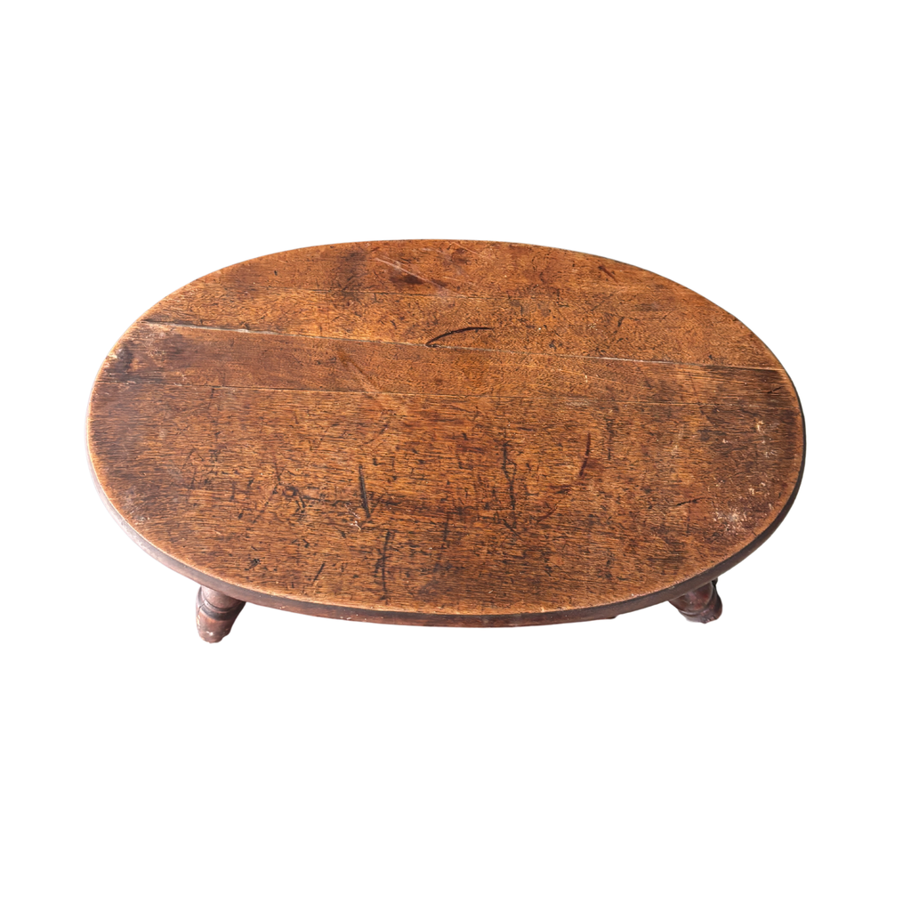 Antique Oval Turned-Leg Footstool