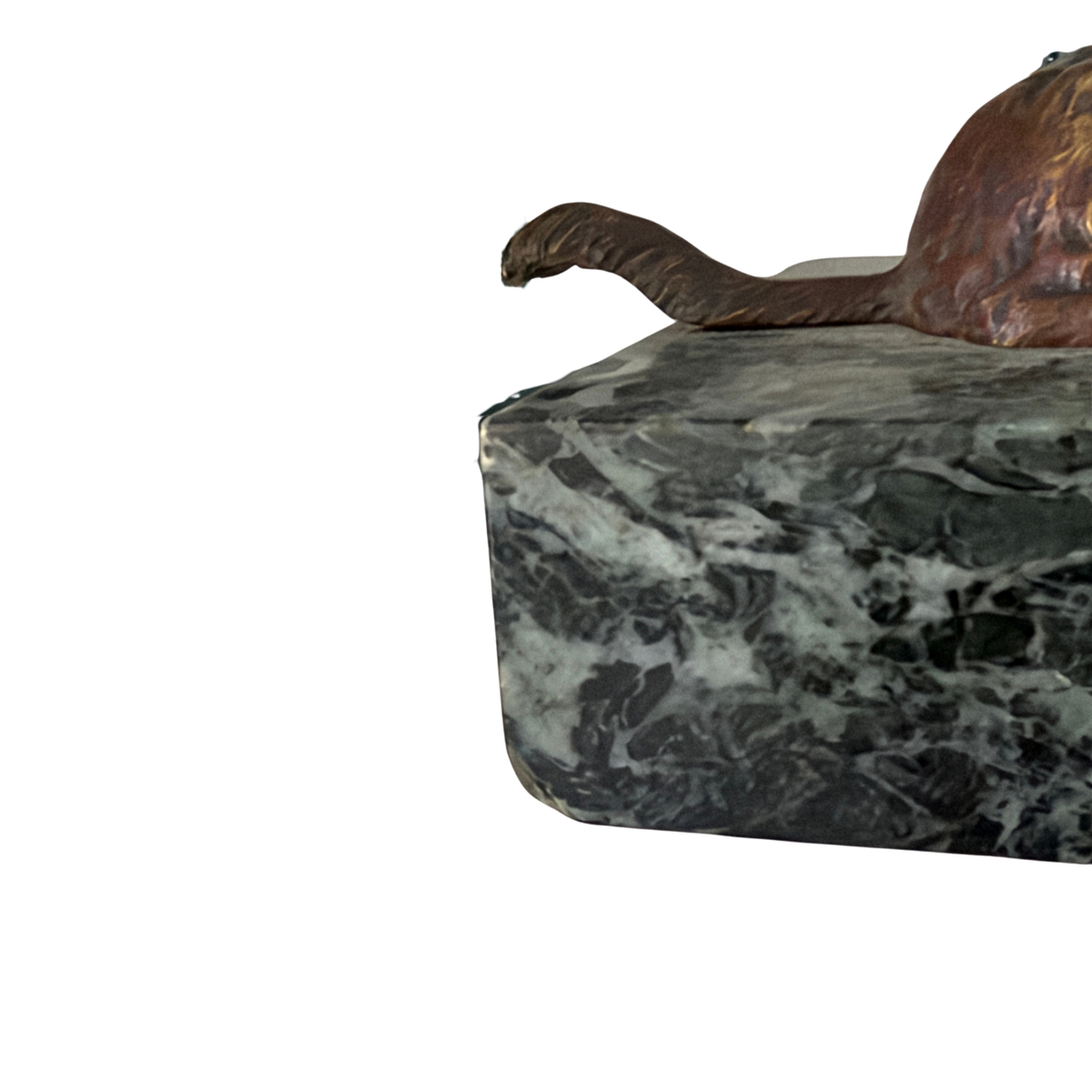 Vintage Reclining Dog Sculpture on Marble Base