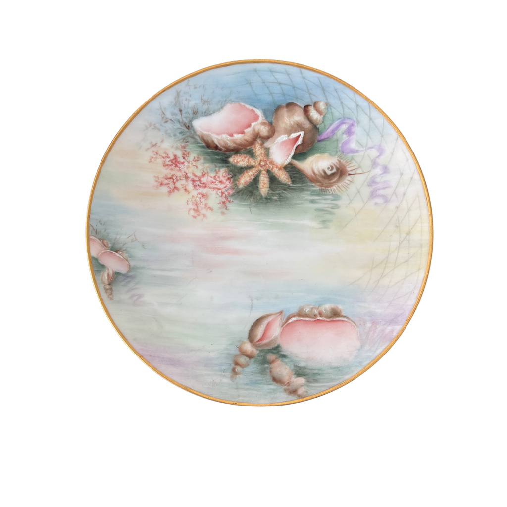 Antique Hand-Painted Seashell Plate