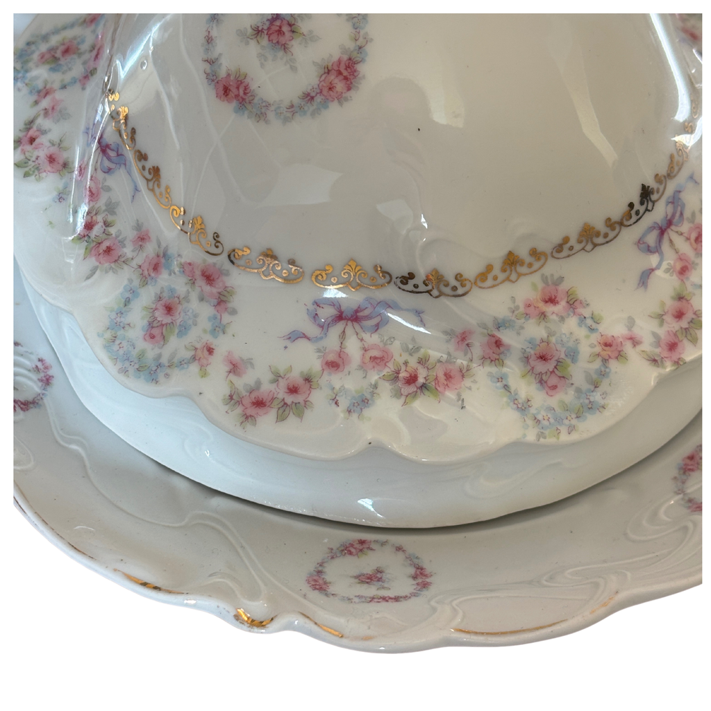 Floral and Bows Domed Butter Dish
