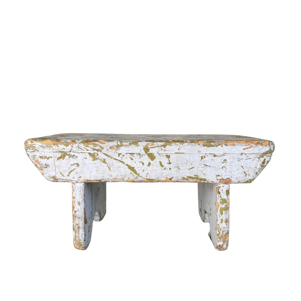Antique Primitive Painted Wooden Stool