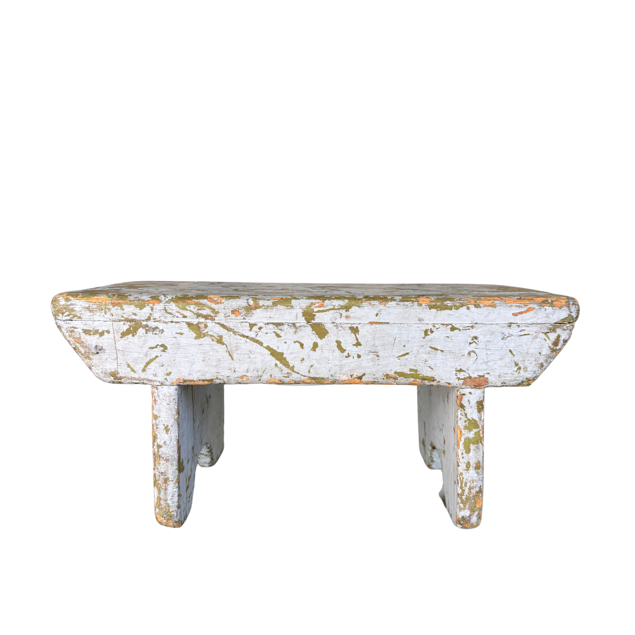 Antique Primitive Painted Wooden Stool