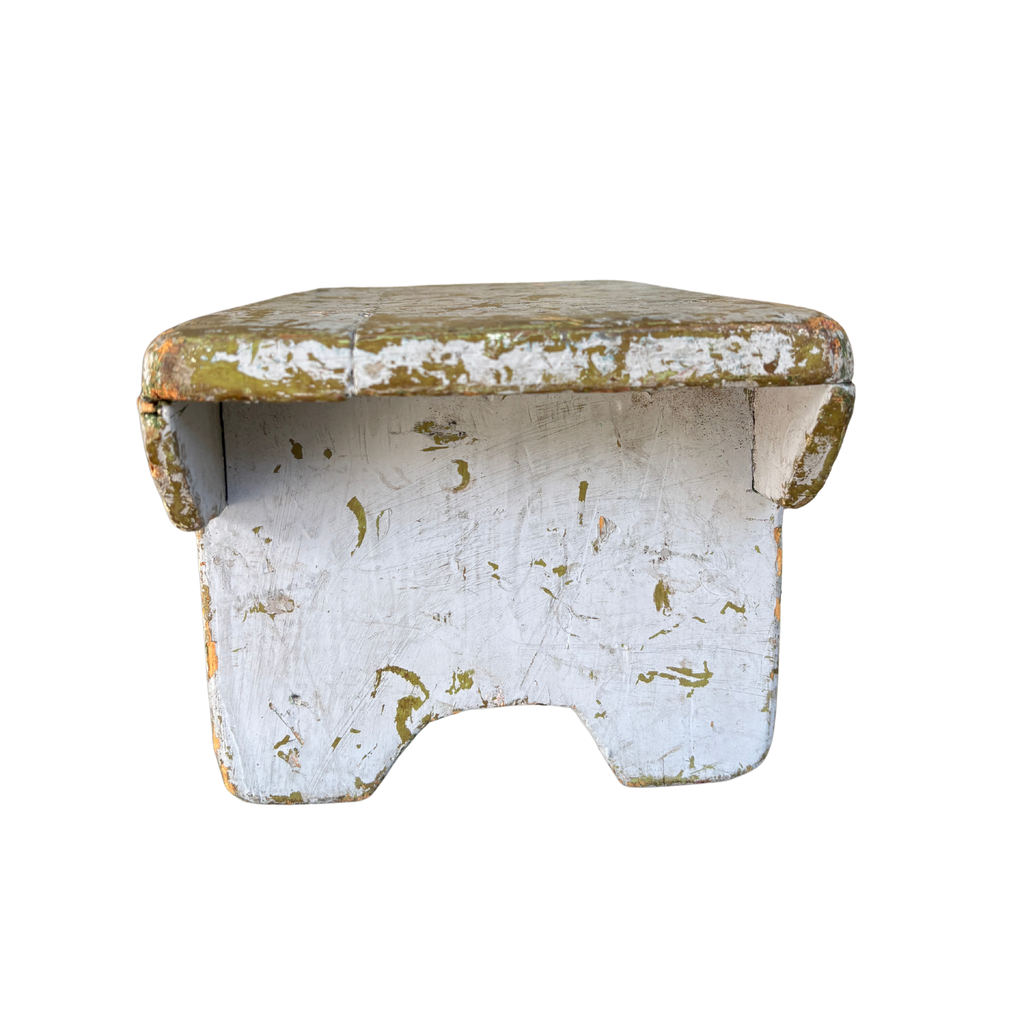Antique Primitive Painted Wooden Stool