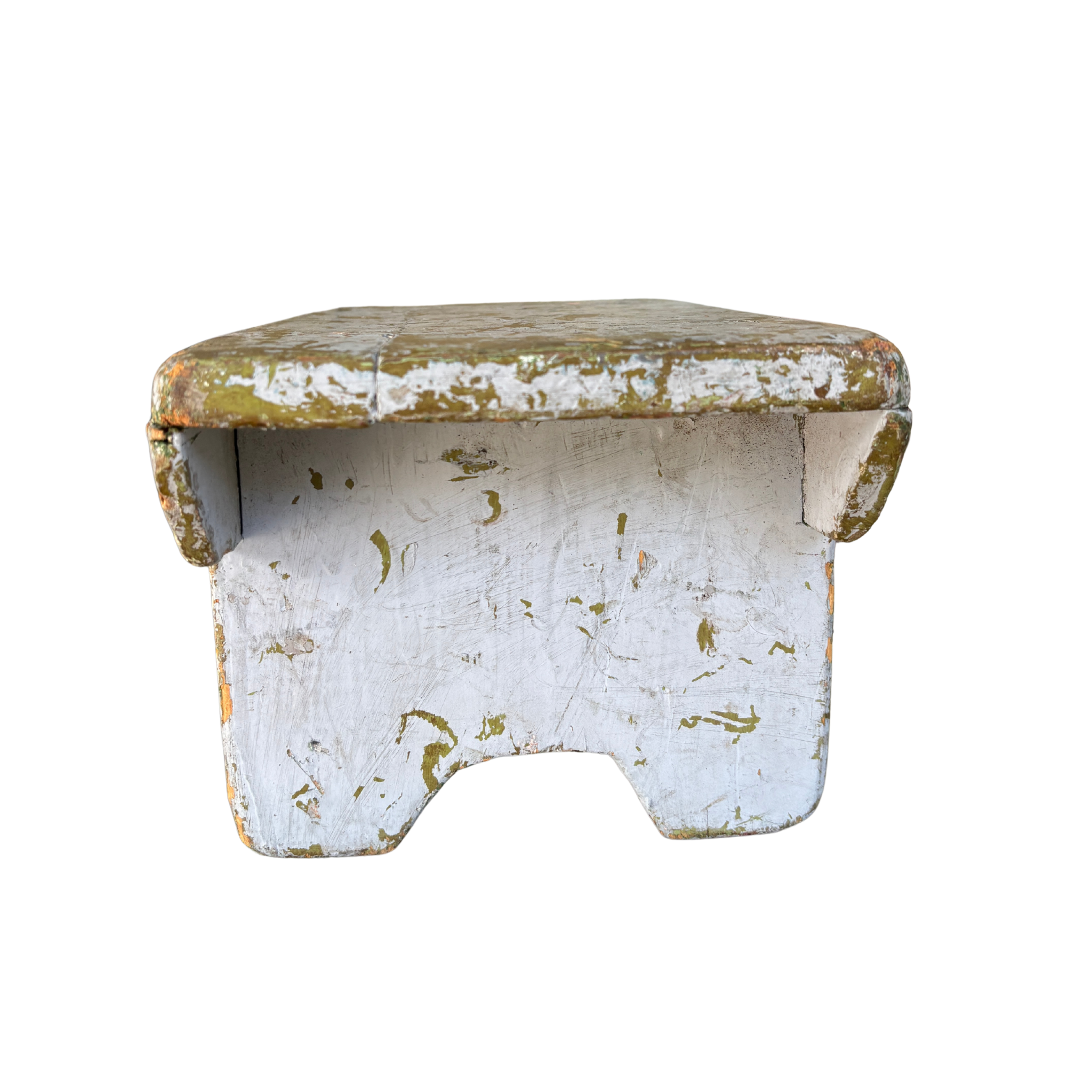 Antique Primitive Painted Wooden Stool
