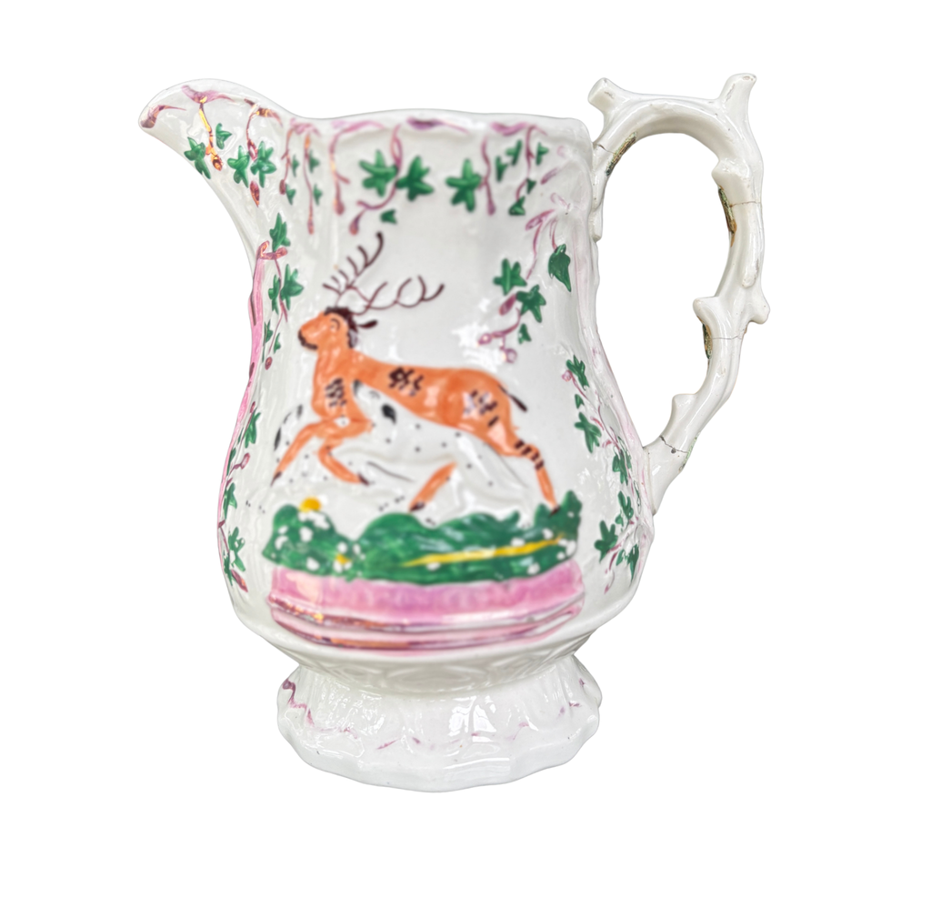 Antique Staffordshire-style Hunting Pitcher