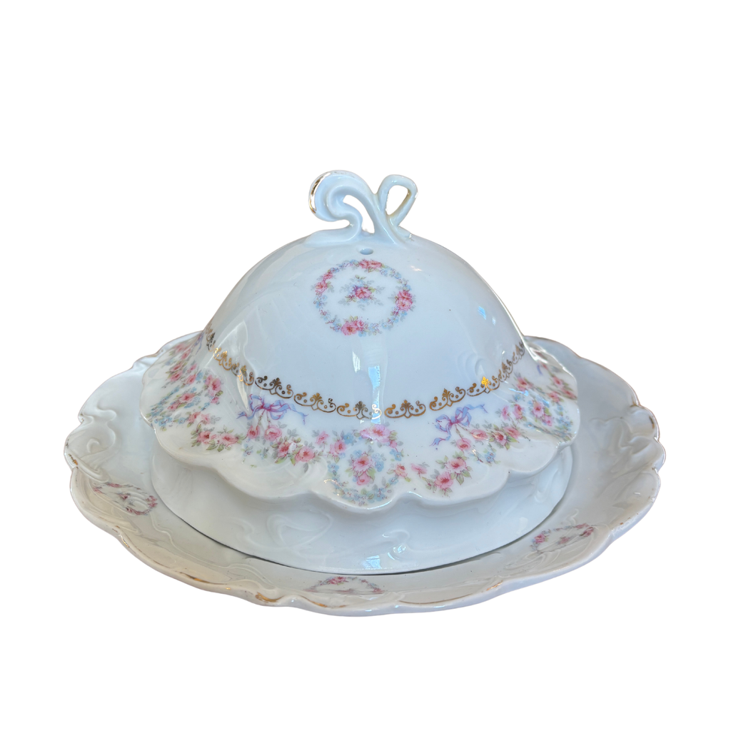 Floral and Bows Domed Butter Dish