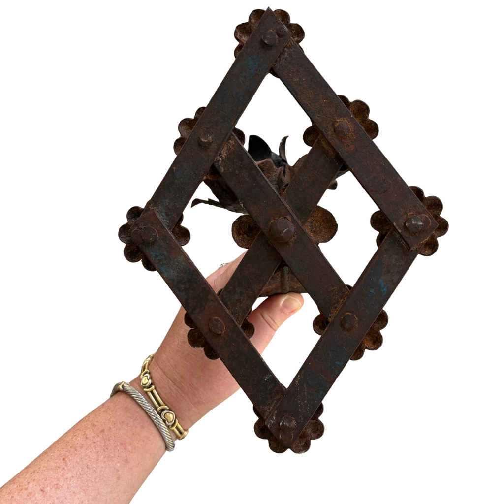Antique Hand-Wrought Iron Floral Candle Sconces