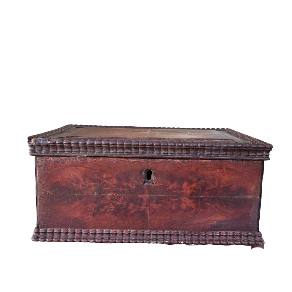 Antique Wood Keepsake Box with American Flag Motif