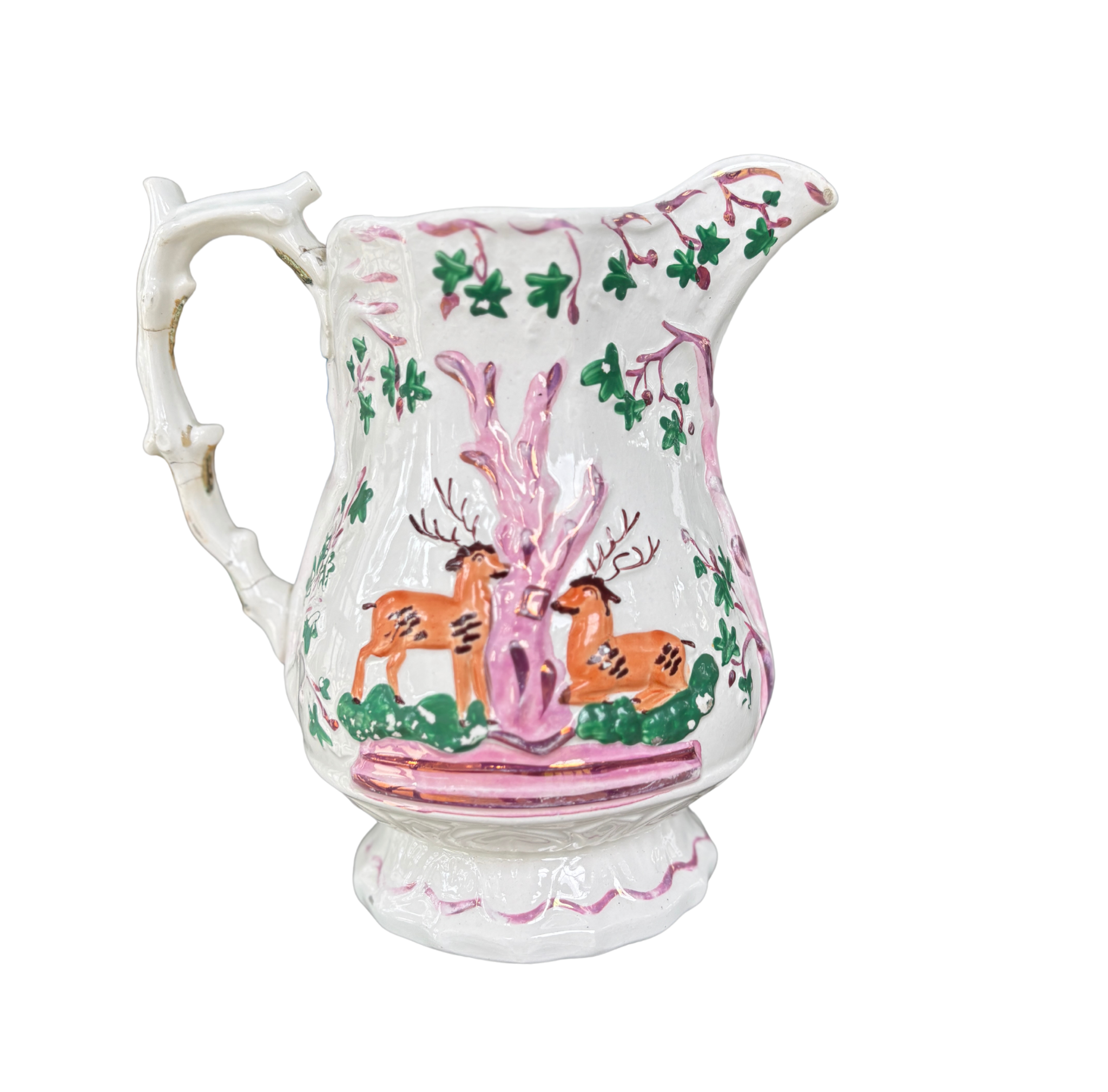 Antique Staffordshire-style Hunting Pitcher