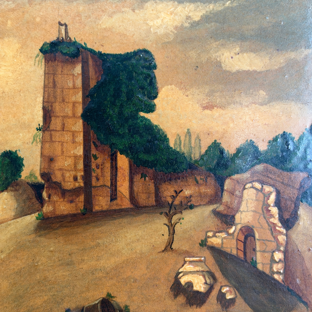 Antique French Oil Painting of Château de Domfront