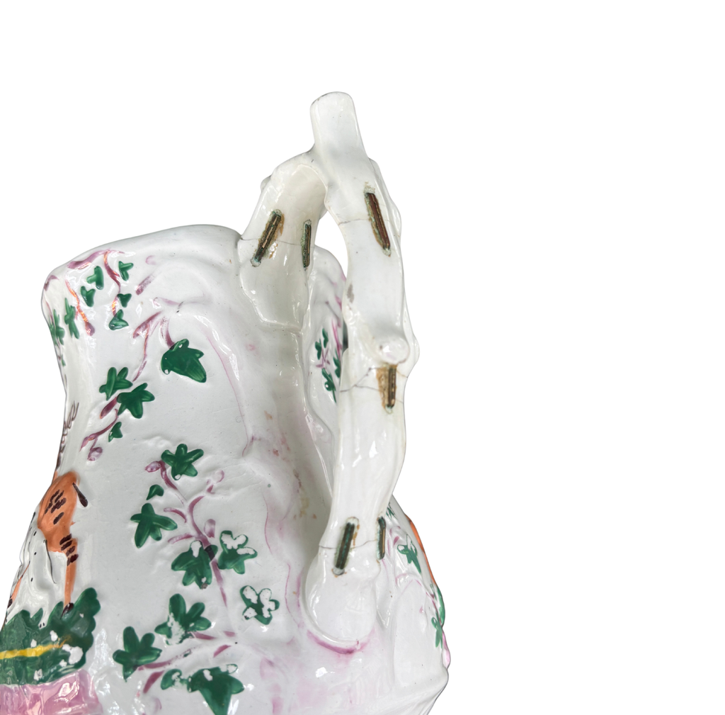 Antique Staffordshire-style Hunting Pitcher