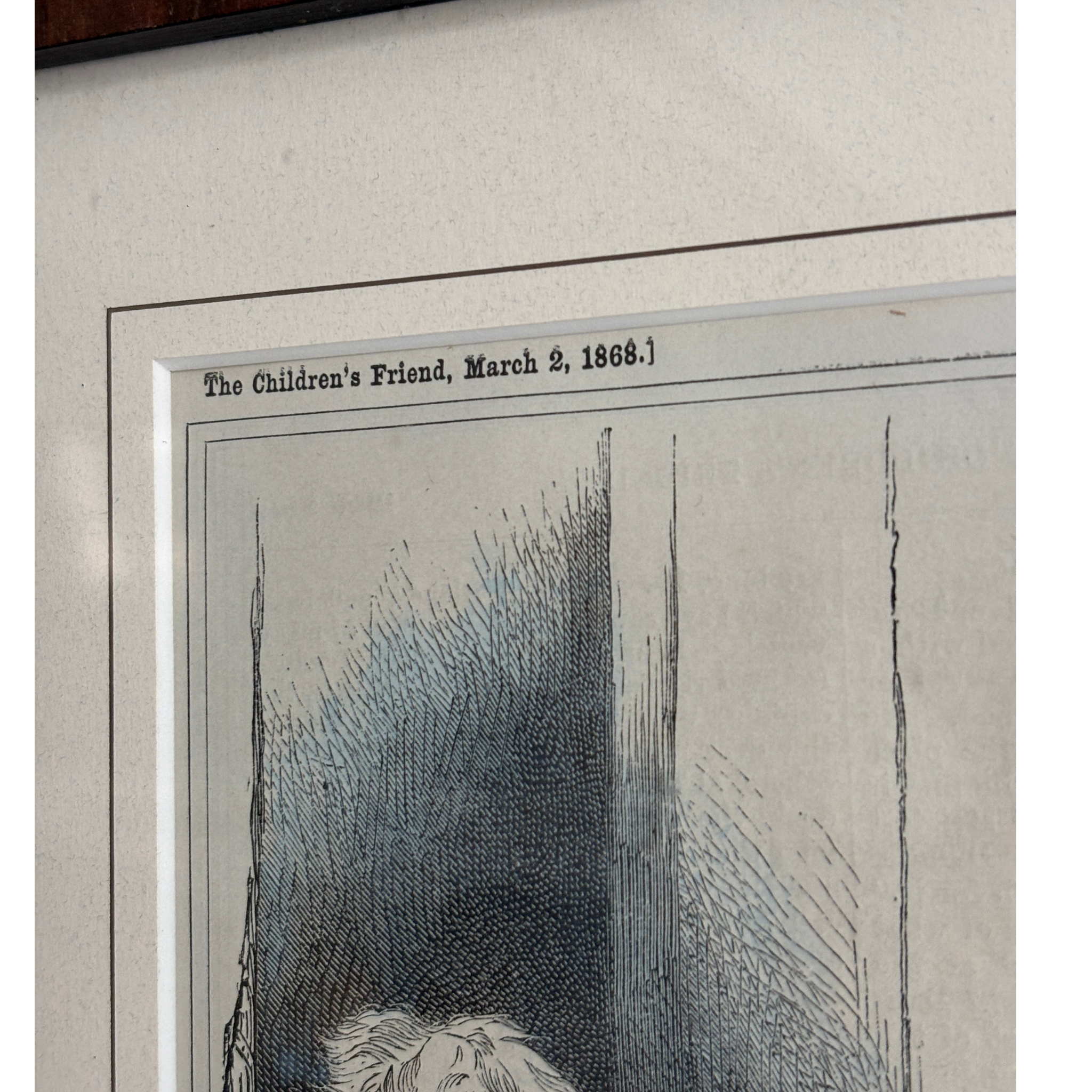 Antique Framed Lithograph "Dandie and the Boot Jack"