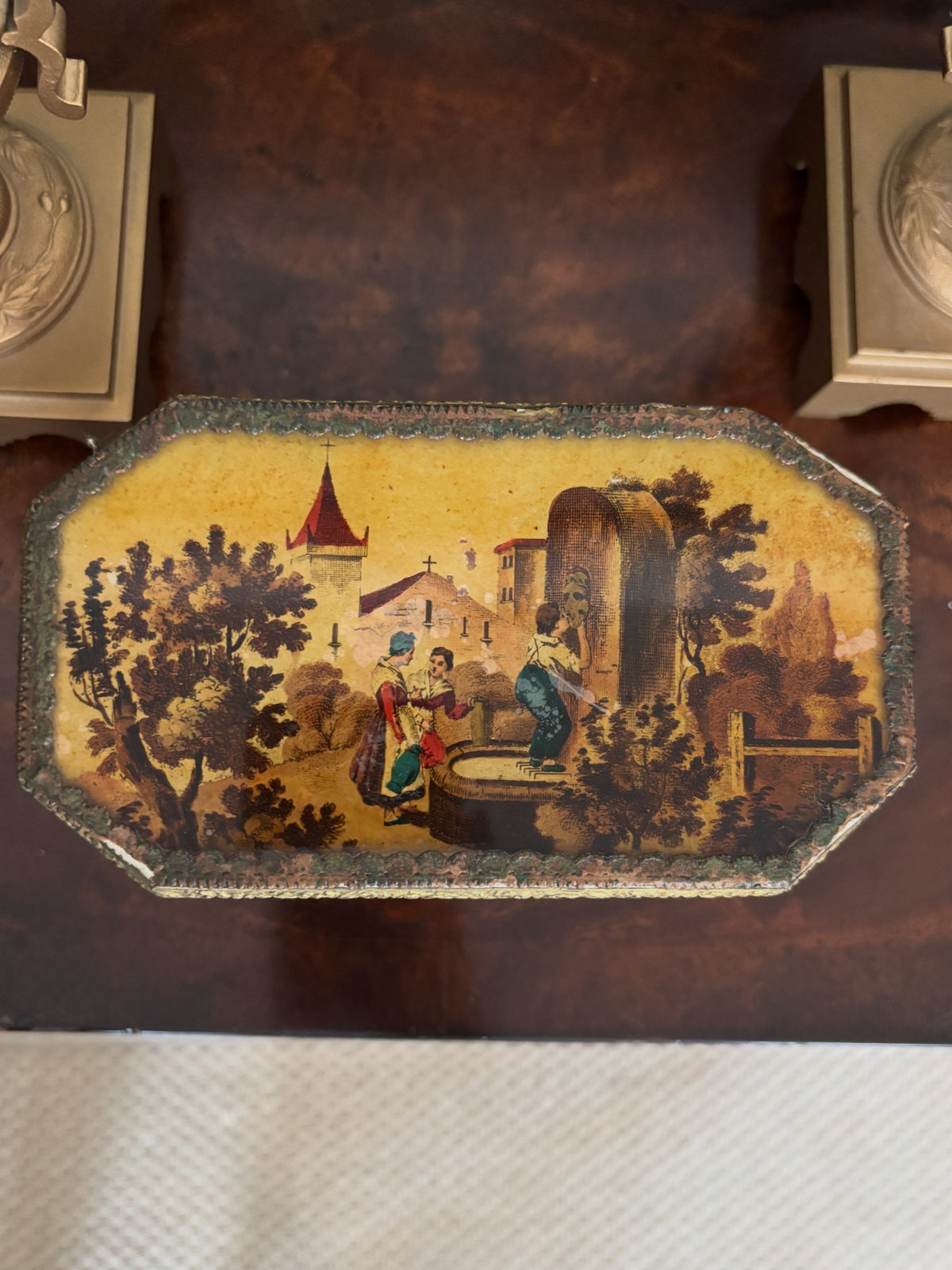 Antique Continental Cranberry Jewelry Casket
