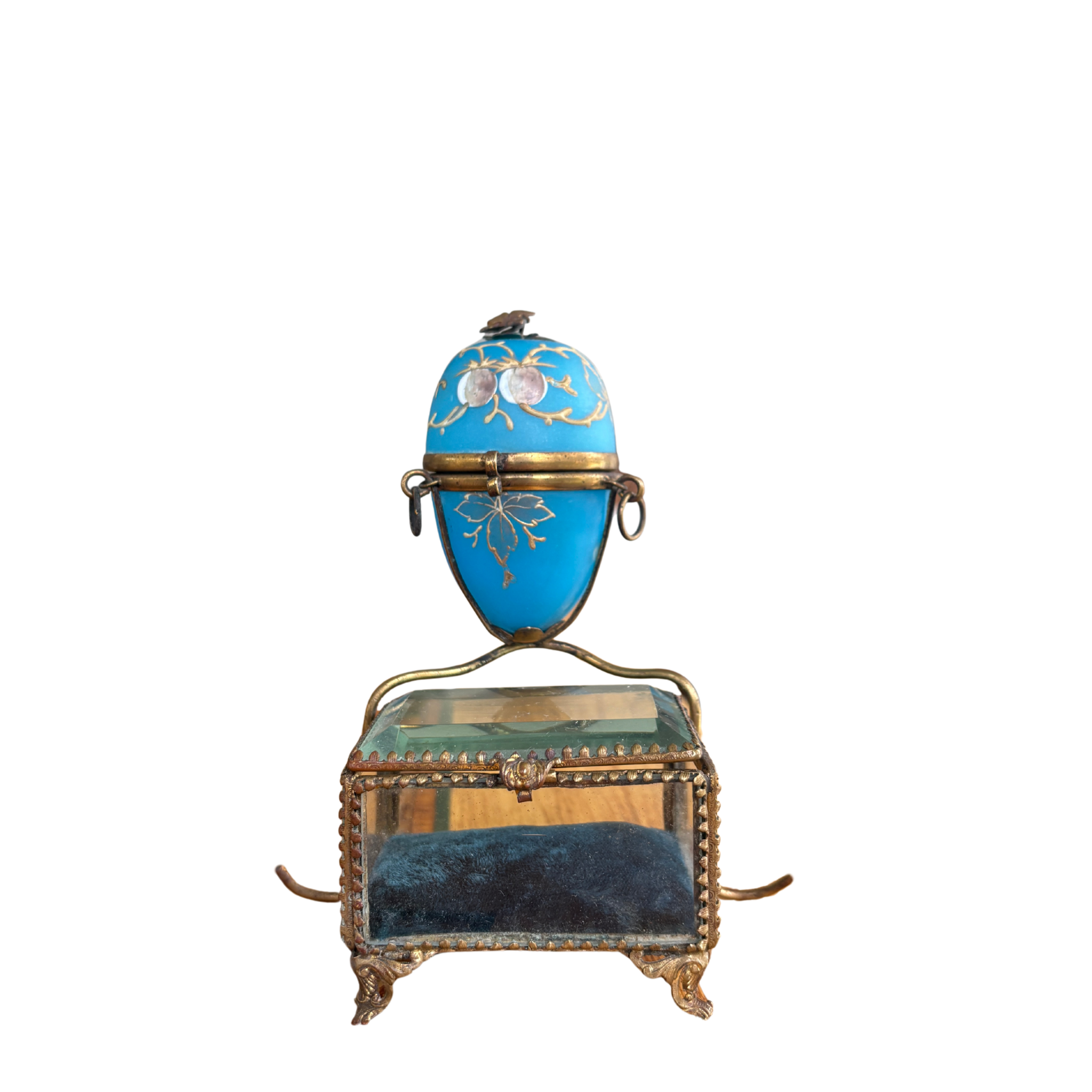Antique French Opaline Egg-Form Casket