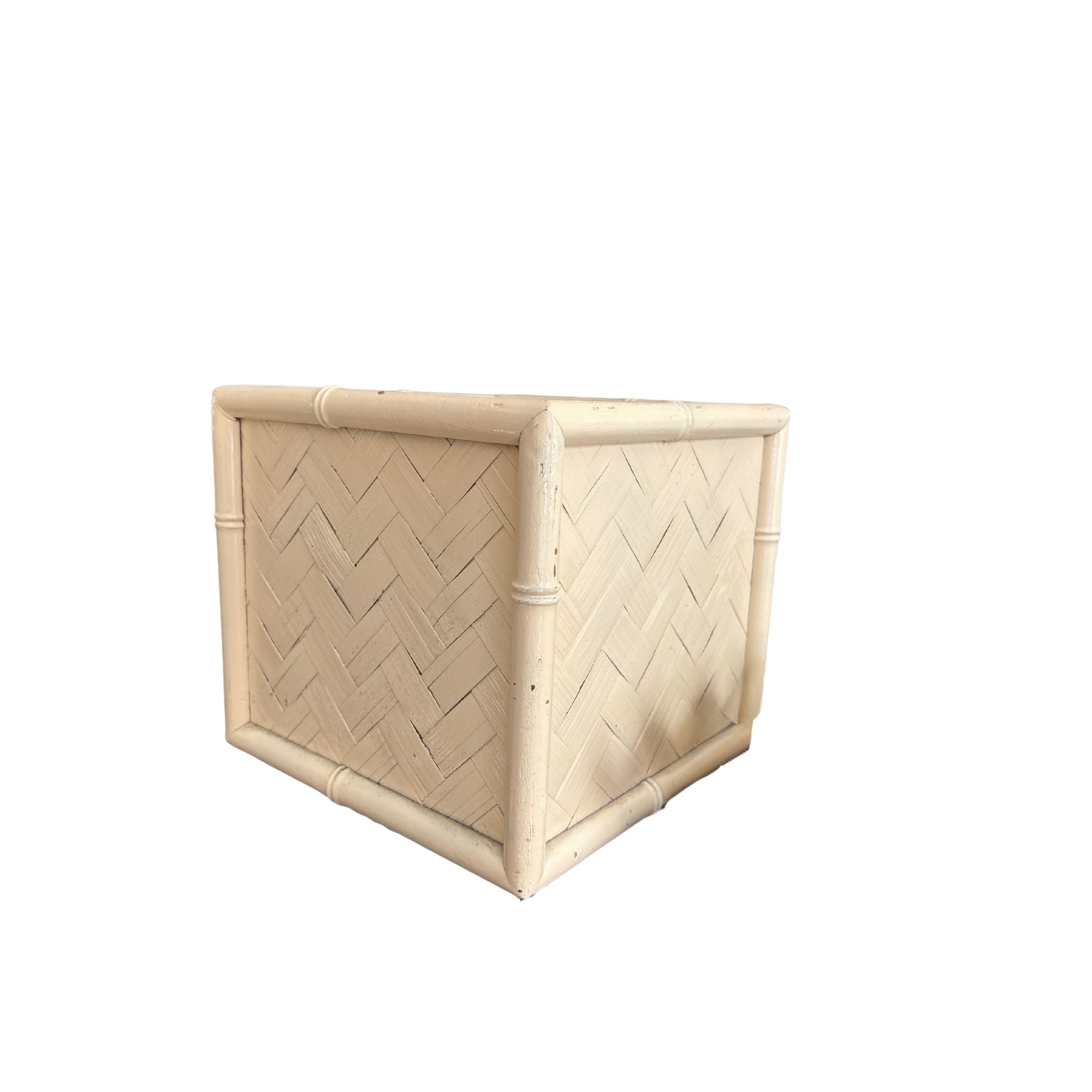 Vintage woven bamboo planter