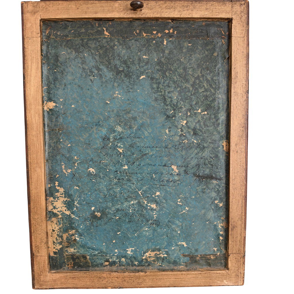 Antique Framed Embroidery of St. Anne Teaching the Virgin Mary to Read