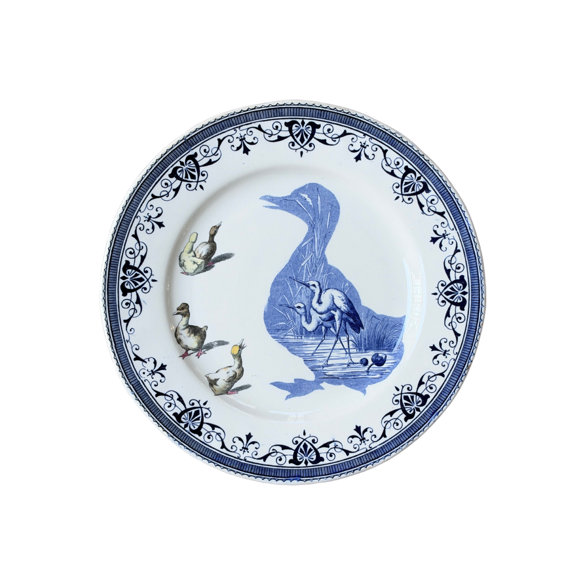 Antique French Terre de Fer Bird Plate