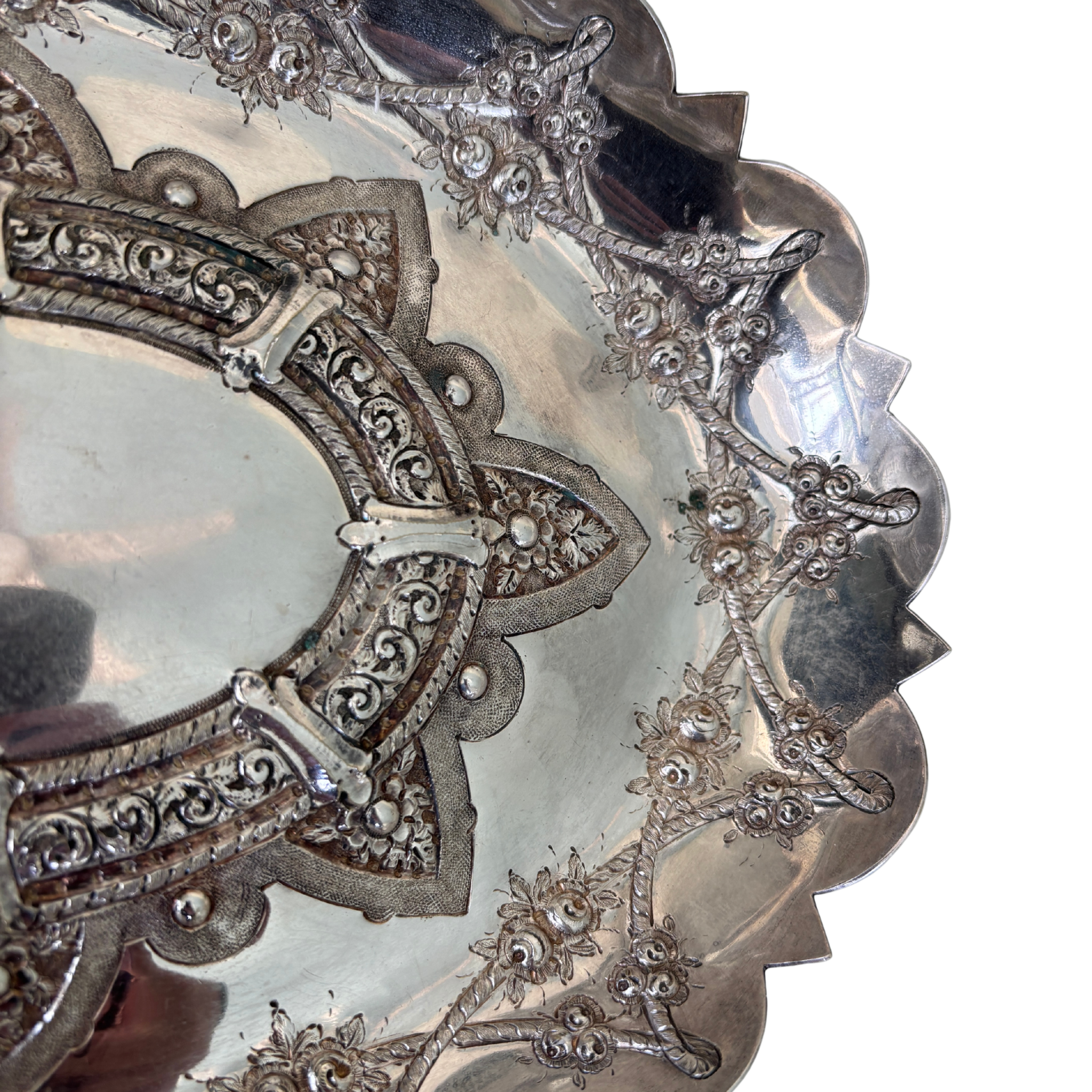 Floral Swag Silverplate Footed Pedestal Dish
