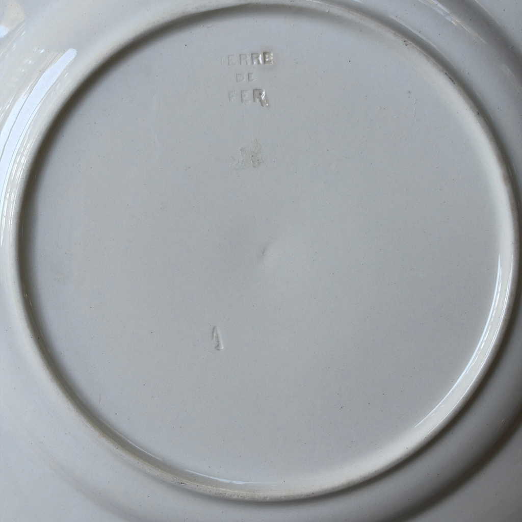 Antique French Terre de Fer Bird Plate