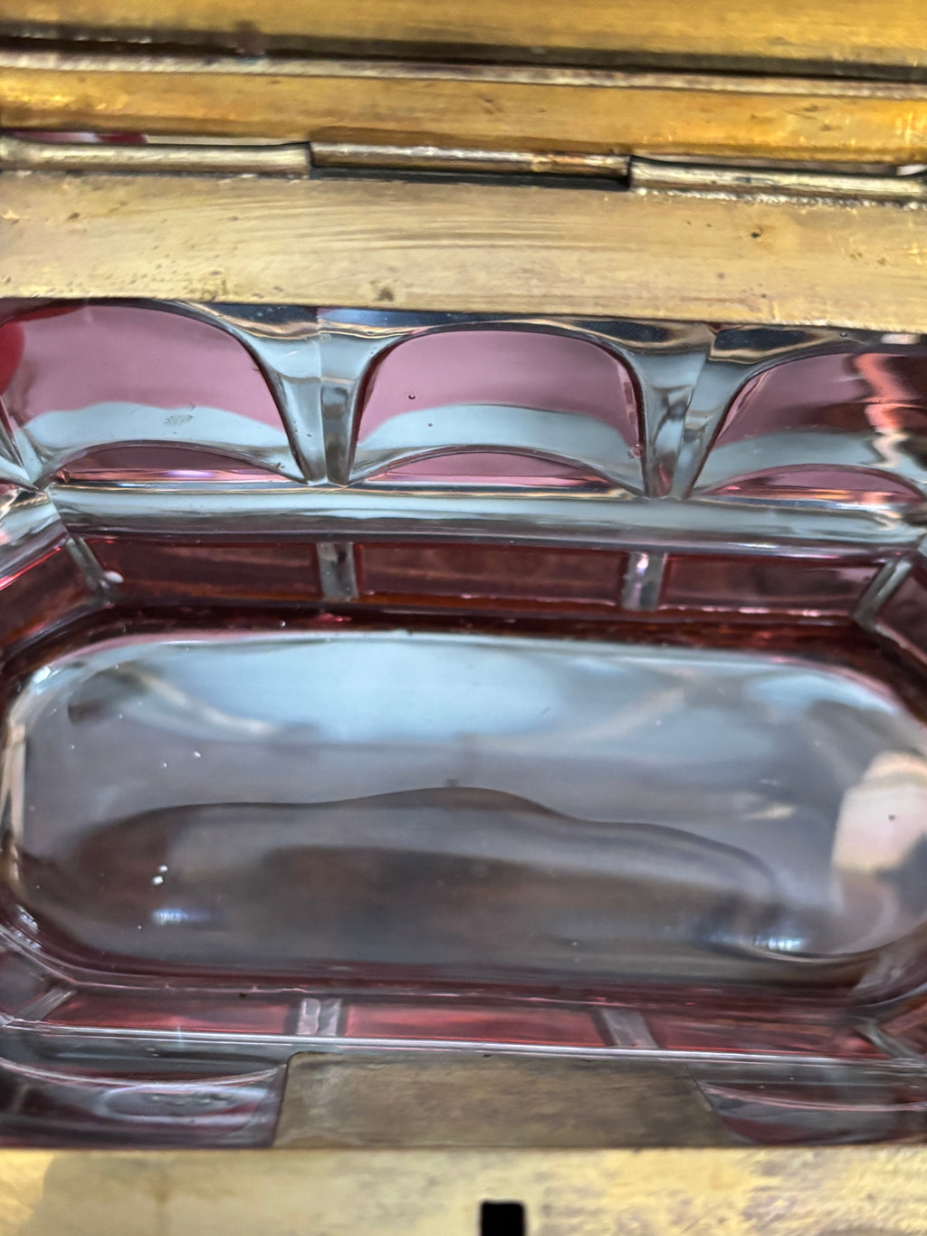 Antique Continental Cranberry Jewelry Casket