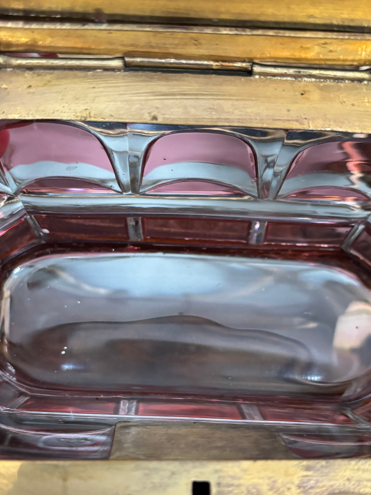 Antique Continental Cranberry Jewelry Casket