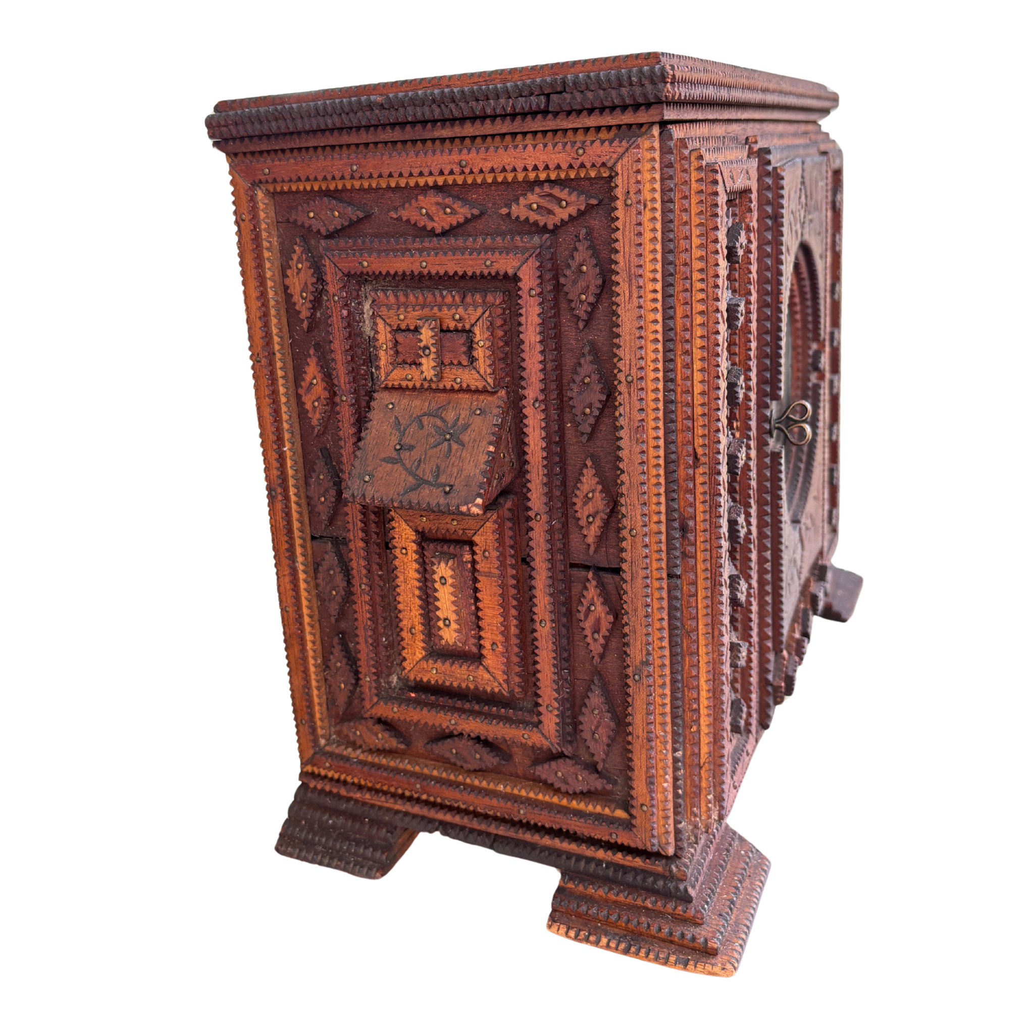 Early 20th Century Tramp Art Jewelry Box