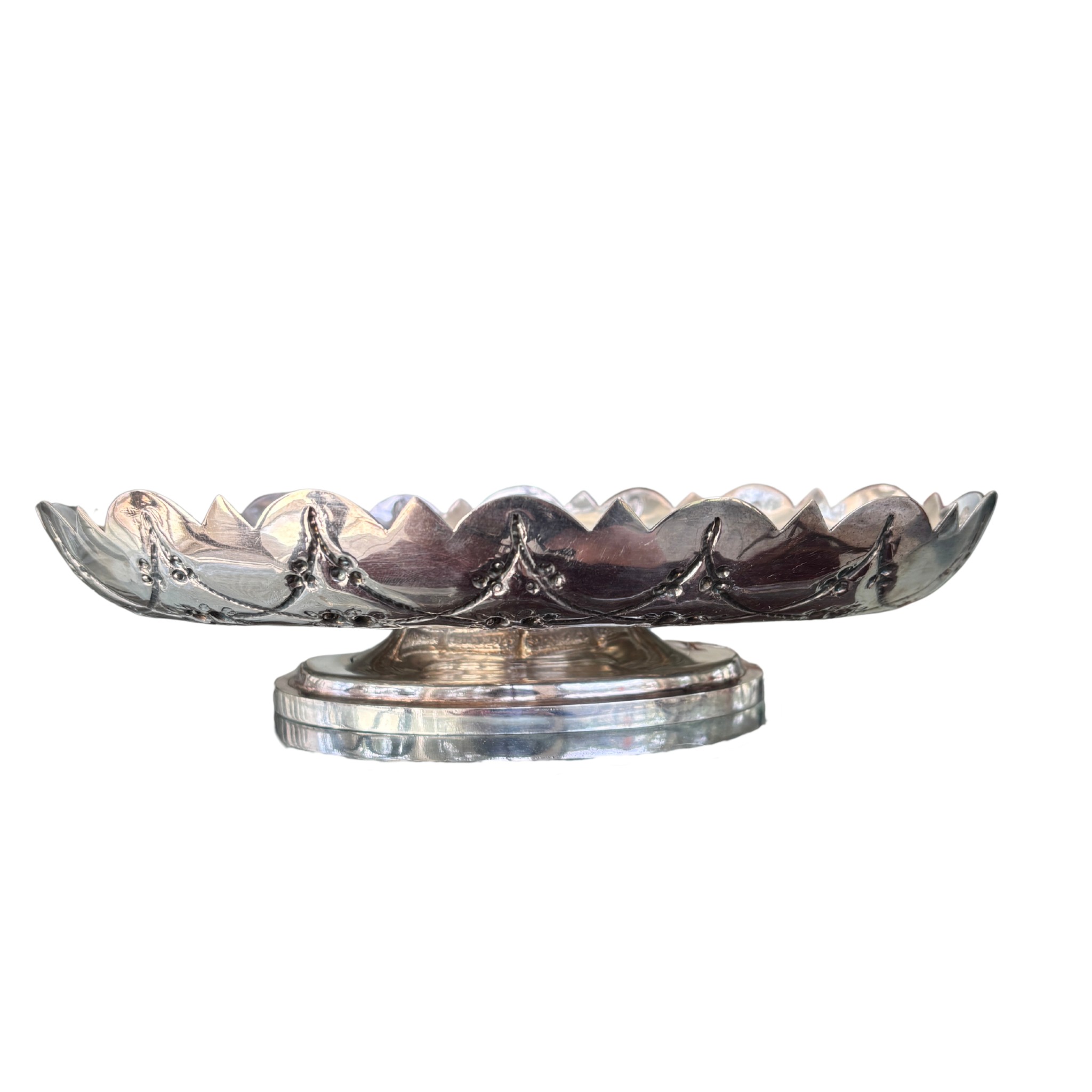 Floral Swag Silverplate Footed Pedestal Dish