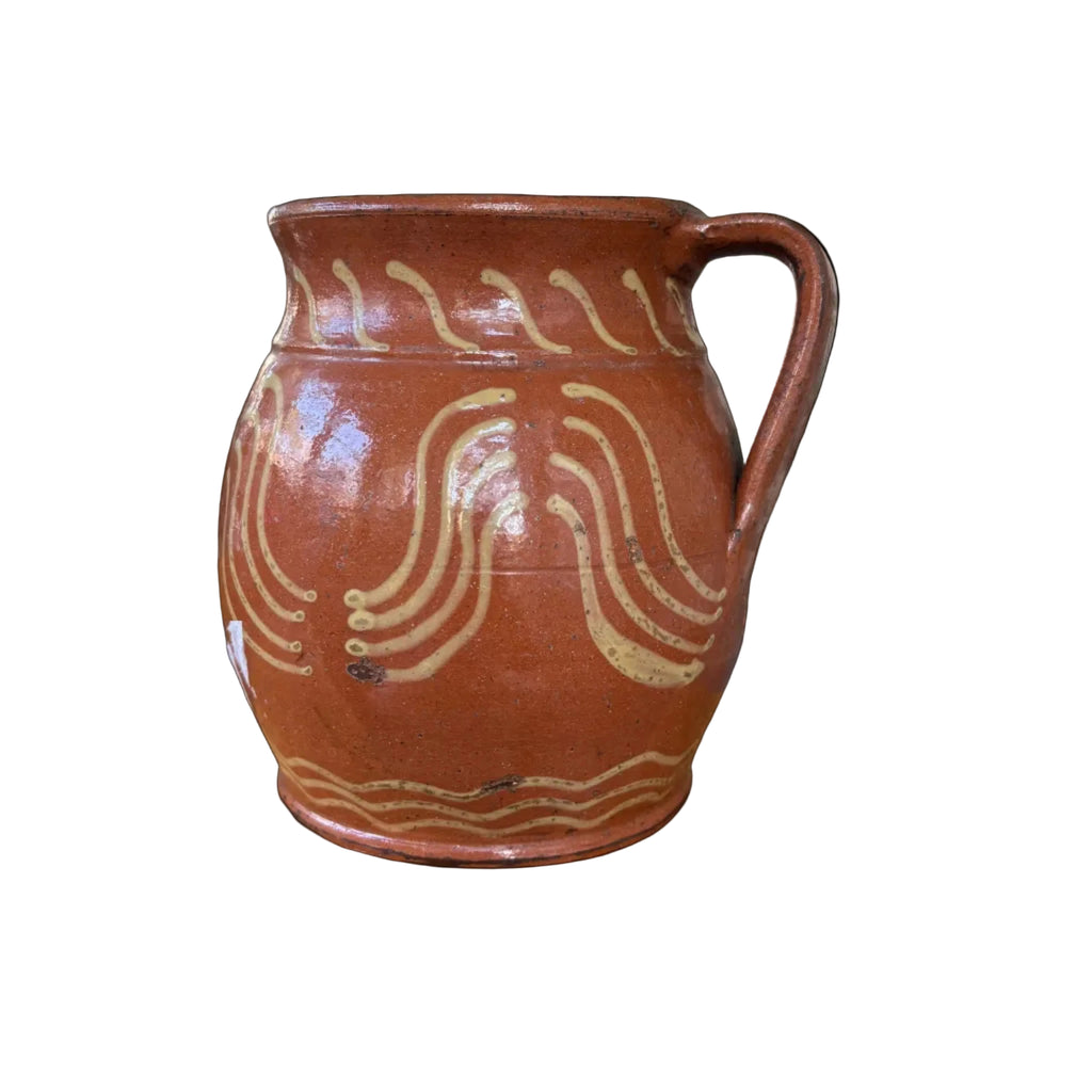 Older Vintage Hand-thrown European earthenware pitcher