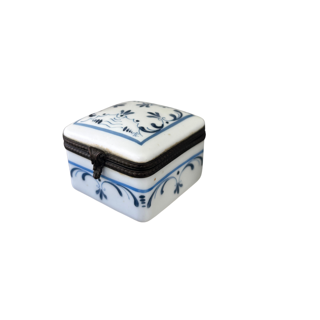 Vintage Blue and White Limoges Trinket Box