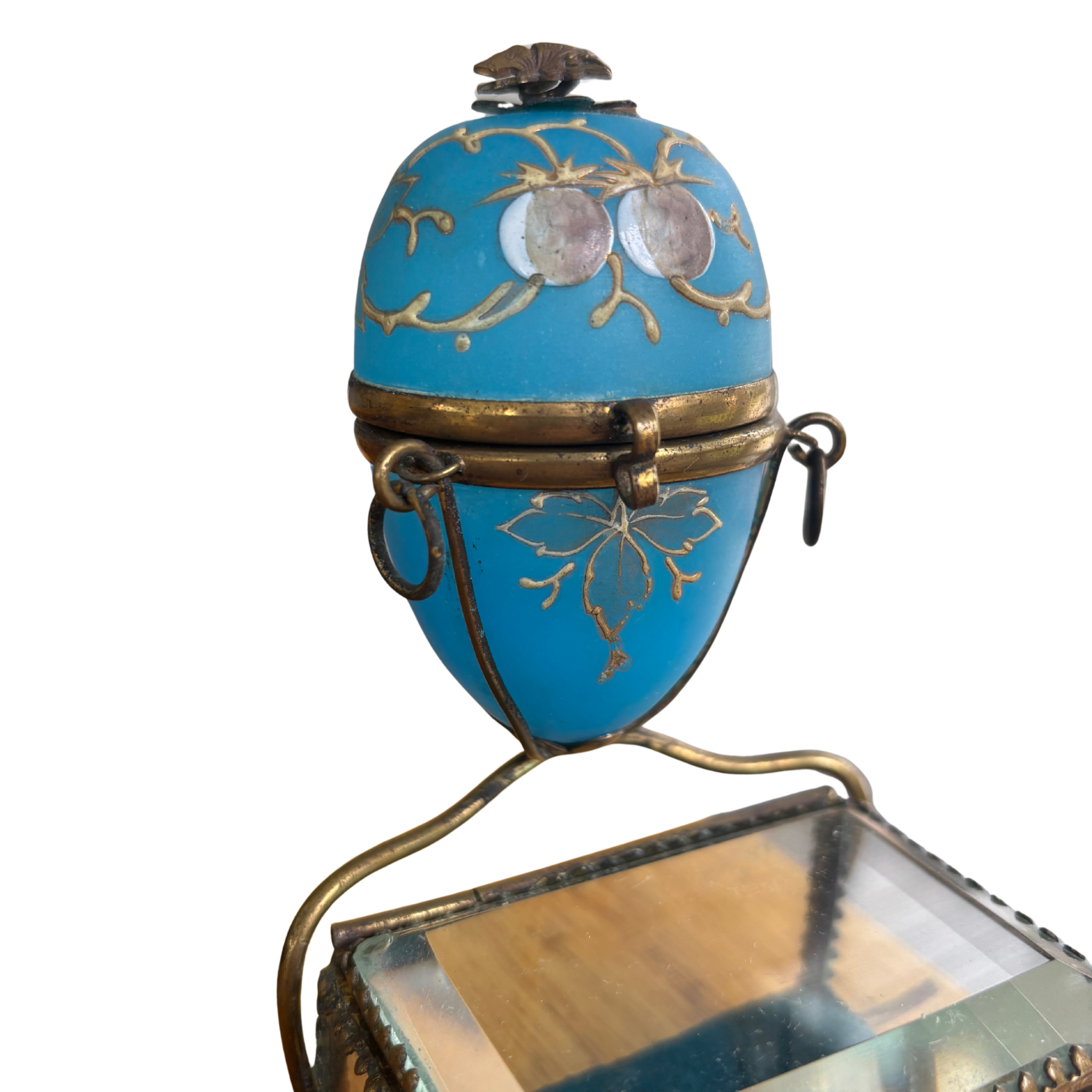 Antique French Opaline Egg-Form Casket