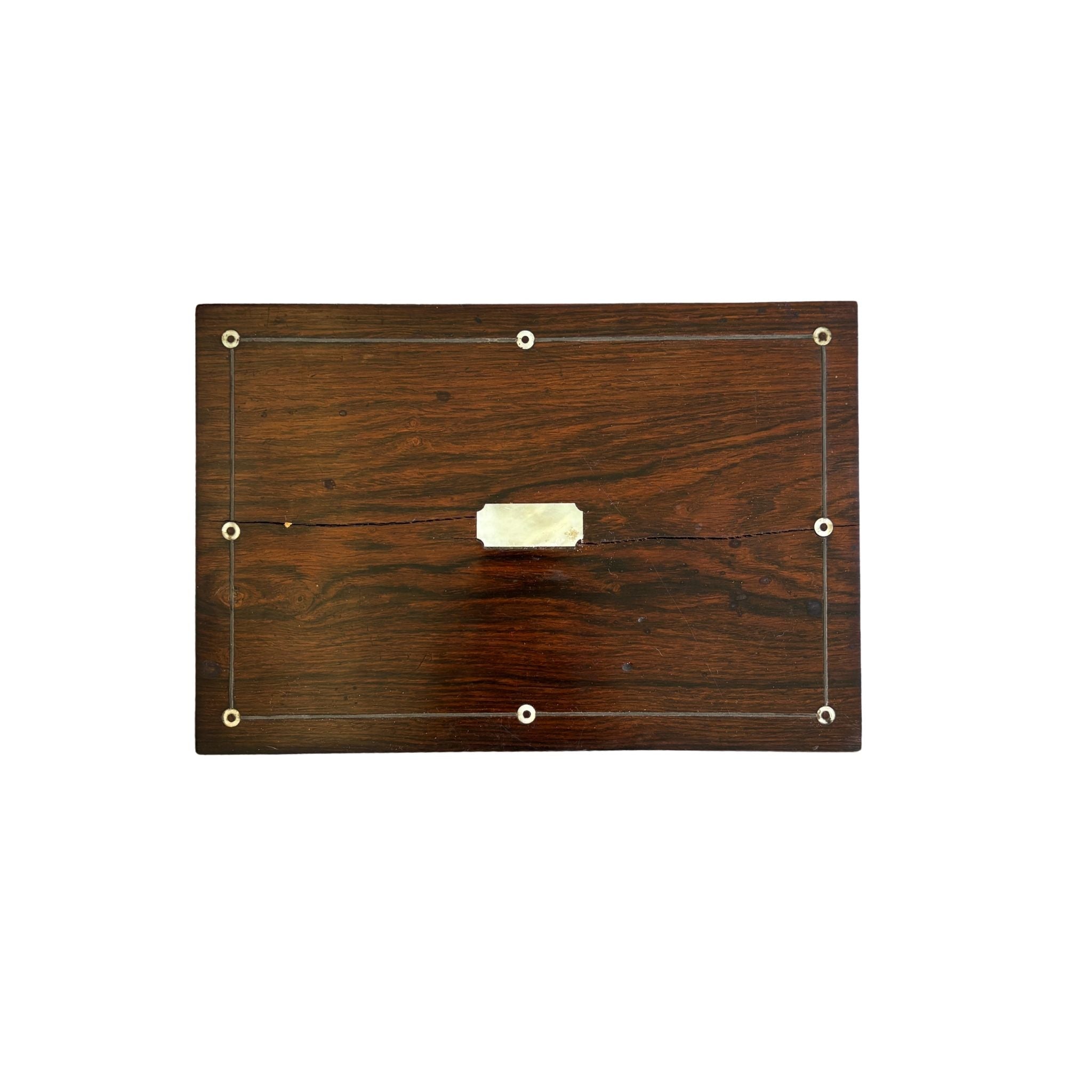 Antique Rosewood Lap Desk with Mother of Pearl Inlay and Key