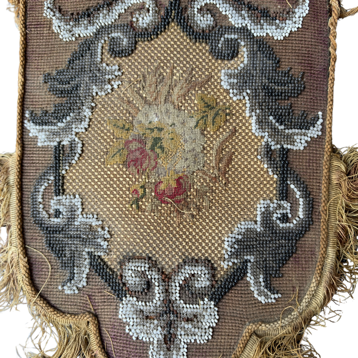 Pair of Antique Beaded Fireplace Face Screens
