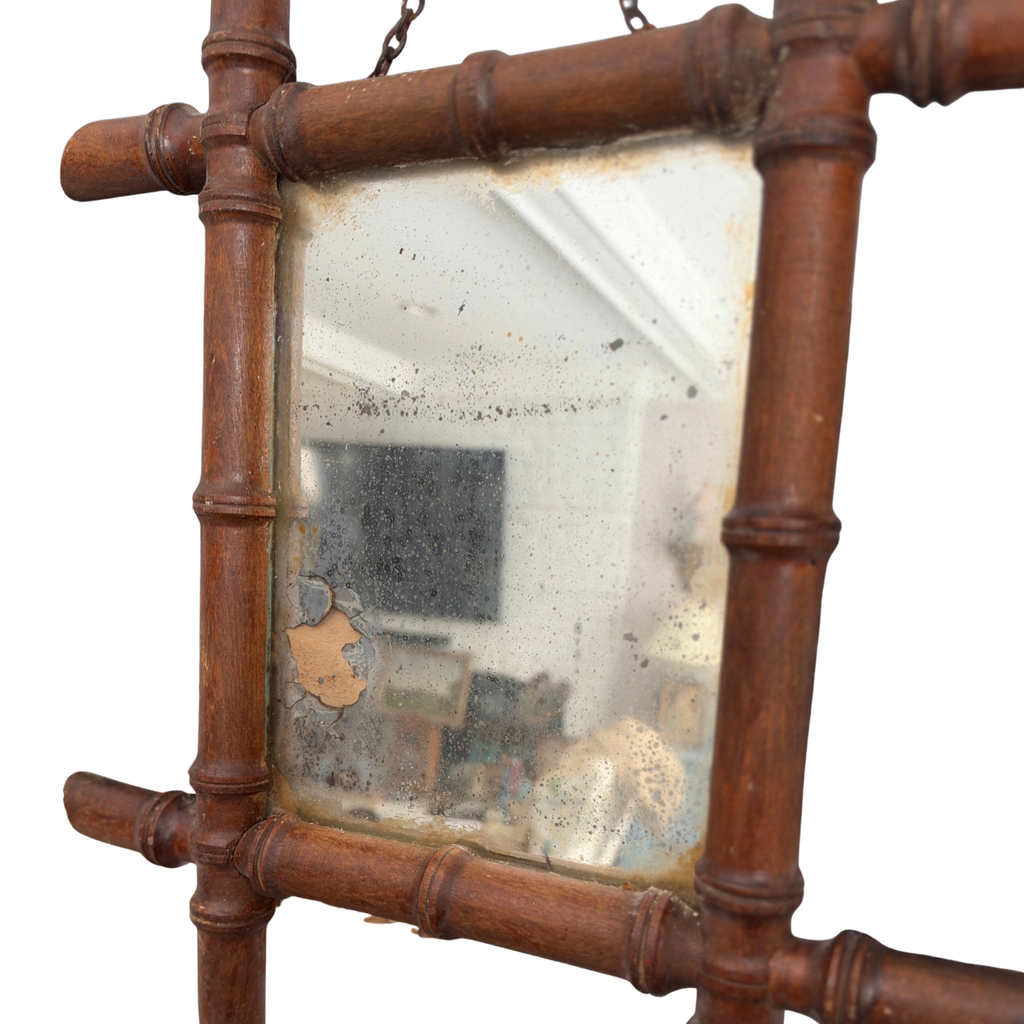 Antique French Faux Bamboo Mirror