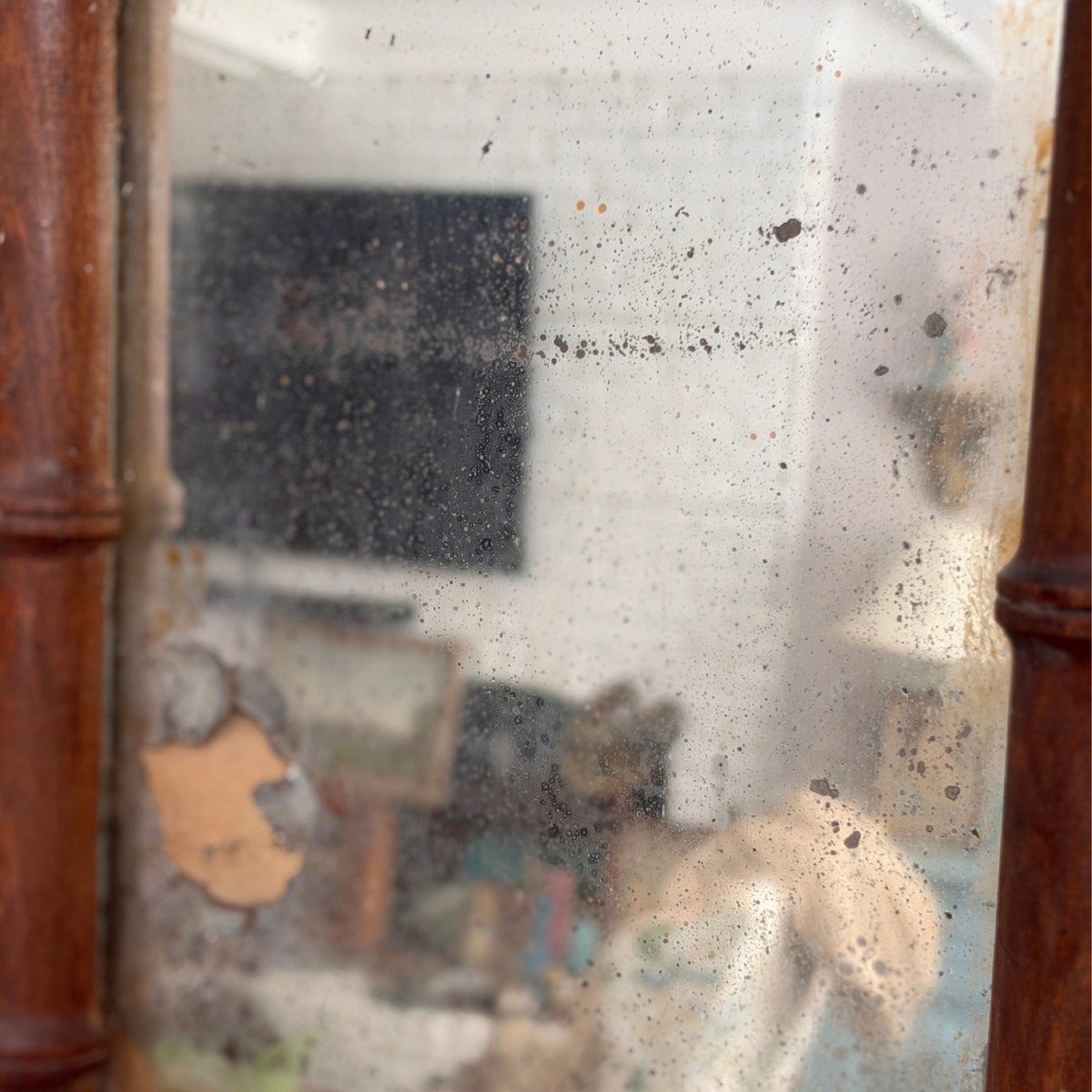 Antique French Faux Bamboo Mirror