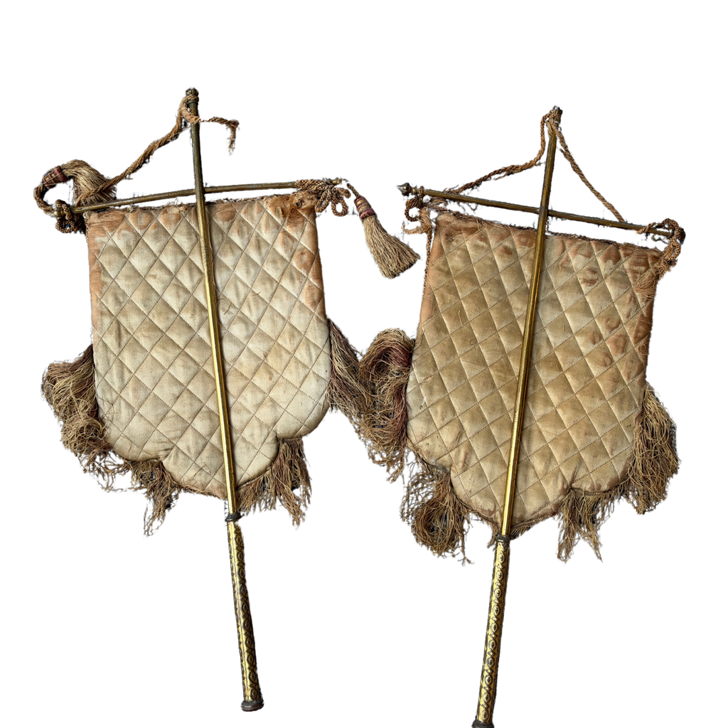 Pair of Antique Beaded Fireplace Face Screens