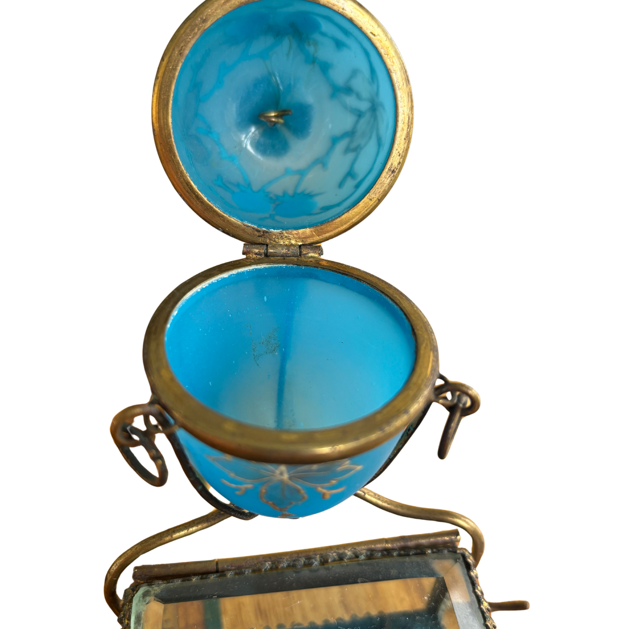 Antique French Opaline Egg-Form Casket