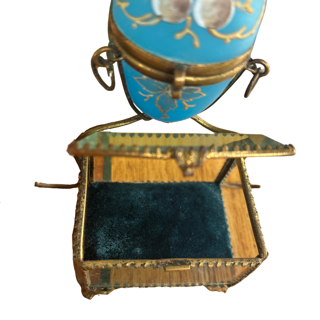 Antique French Opaline Egg-Form Casket