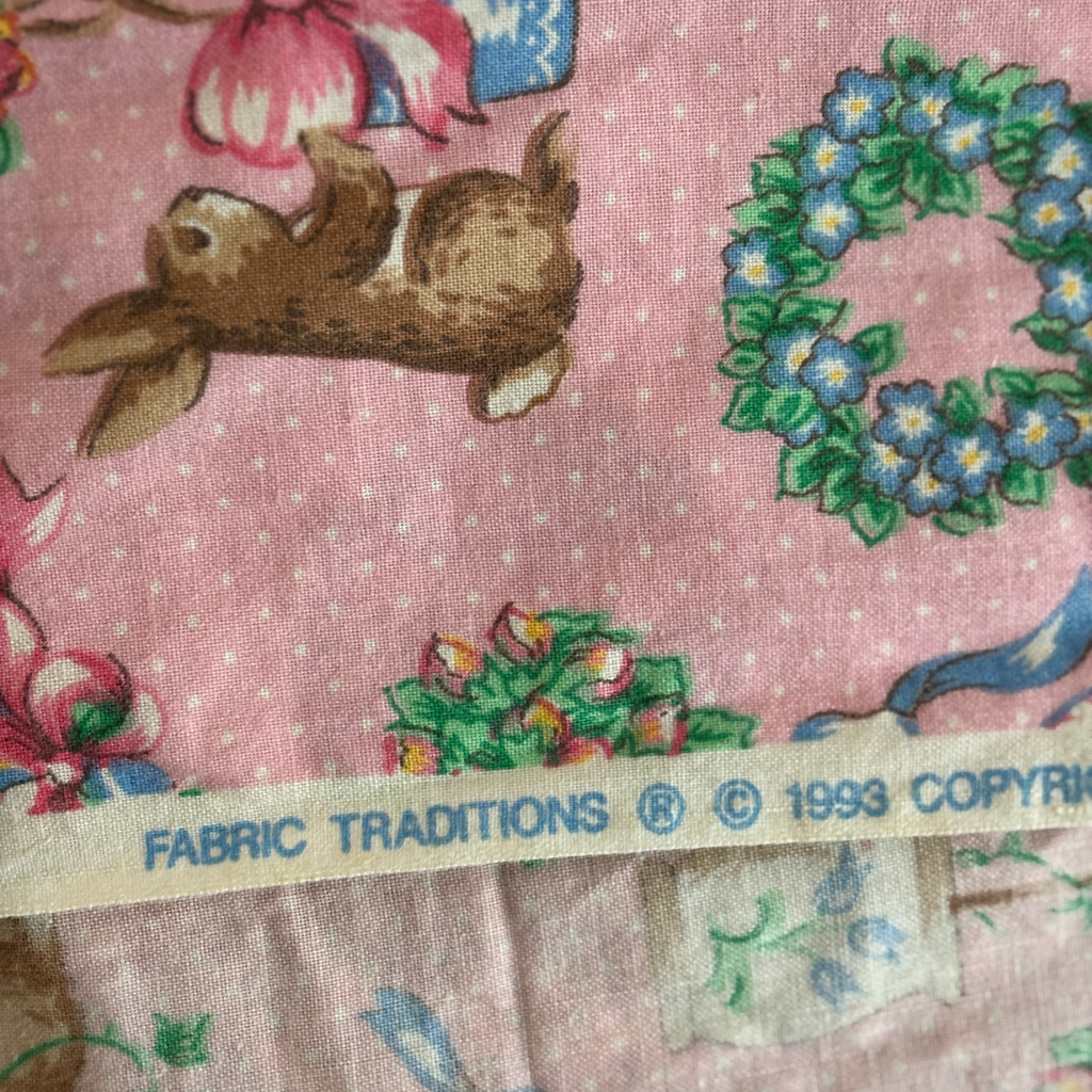Pink Bunny Fabric Remnant