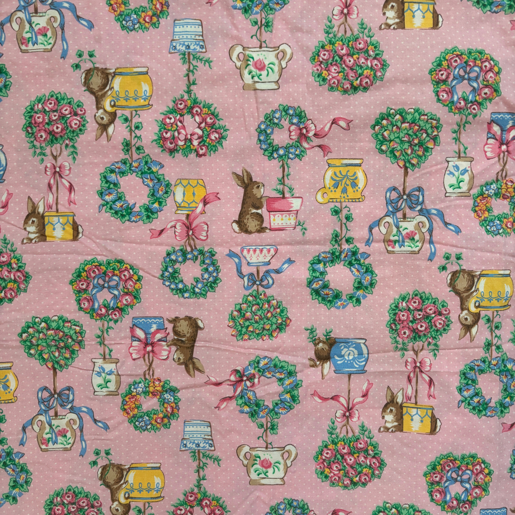 Pink Bunny Fabric Remnant
