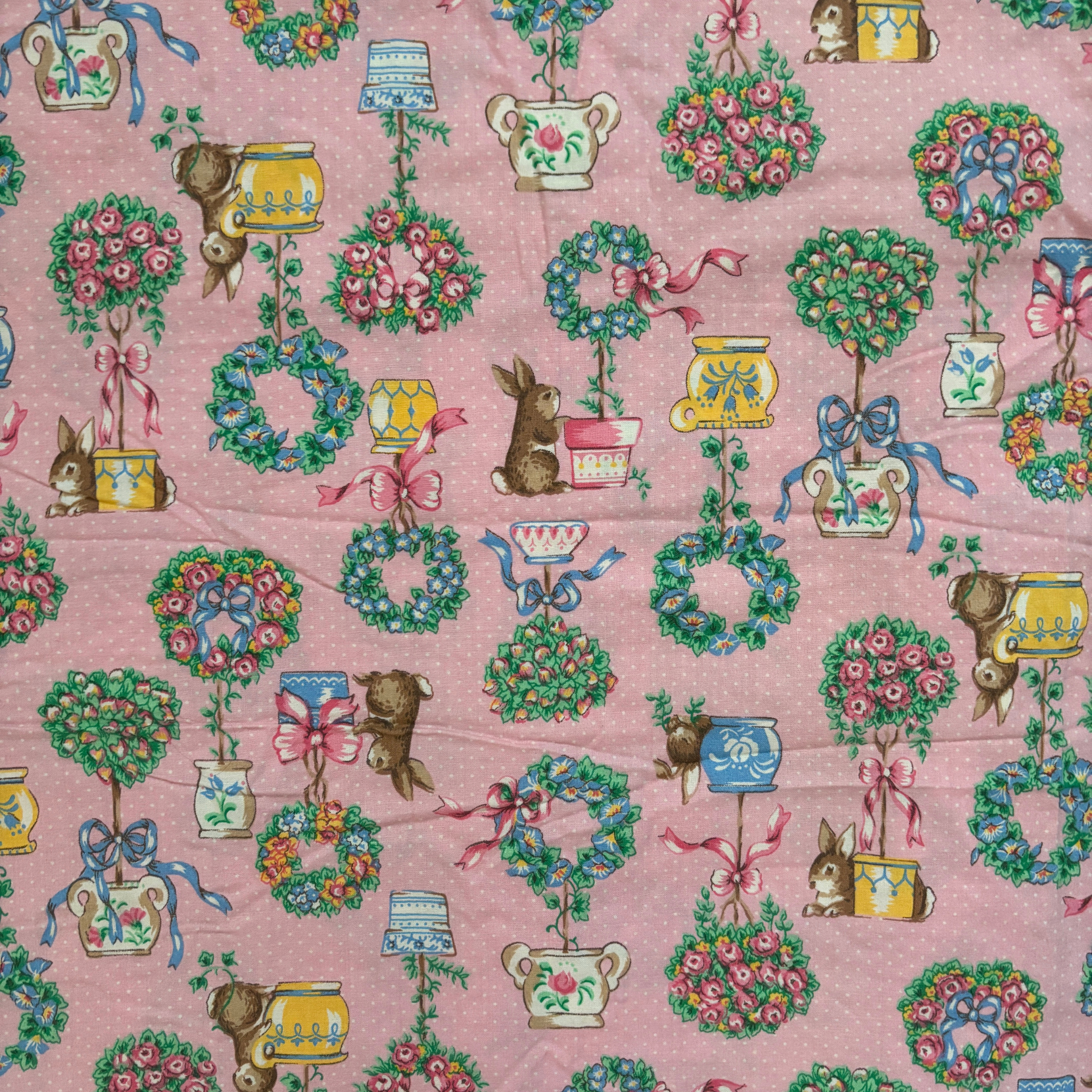 Pink Bunny Fabric Remnant