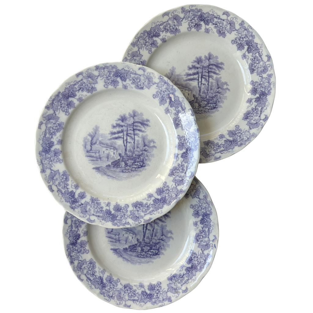 Vintage English Lilac Transferware Plates