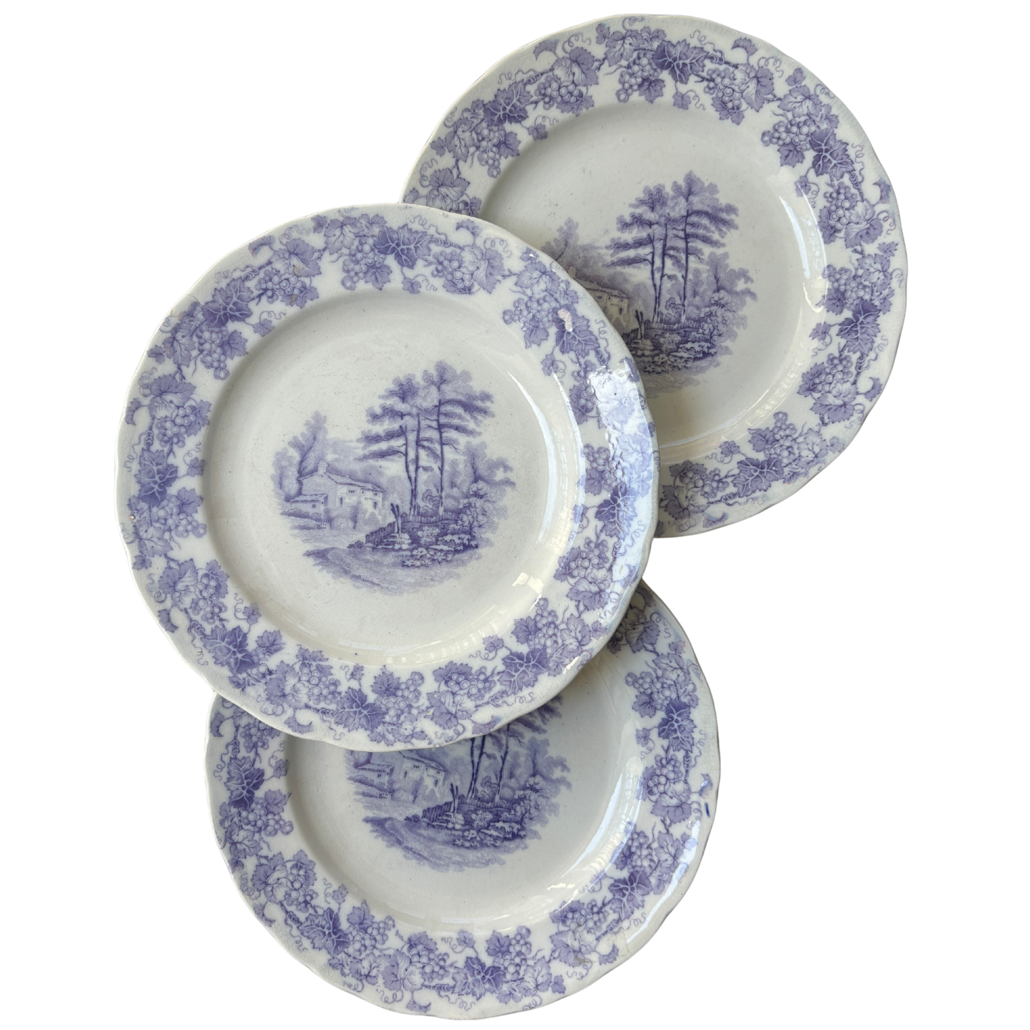 Vintage English Lilac Transferware Plates