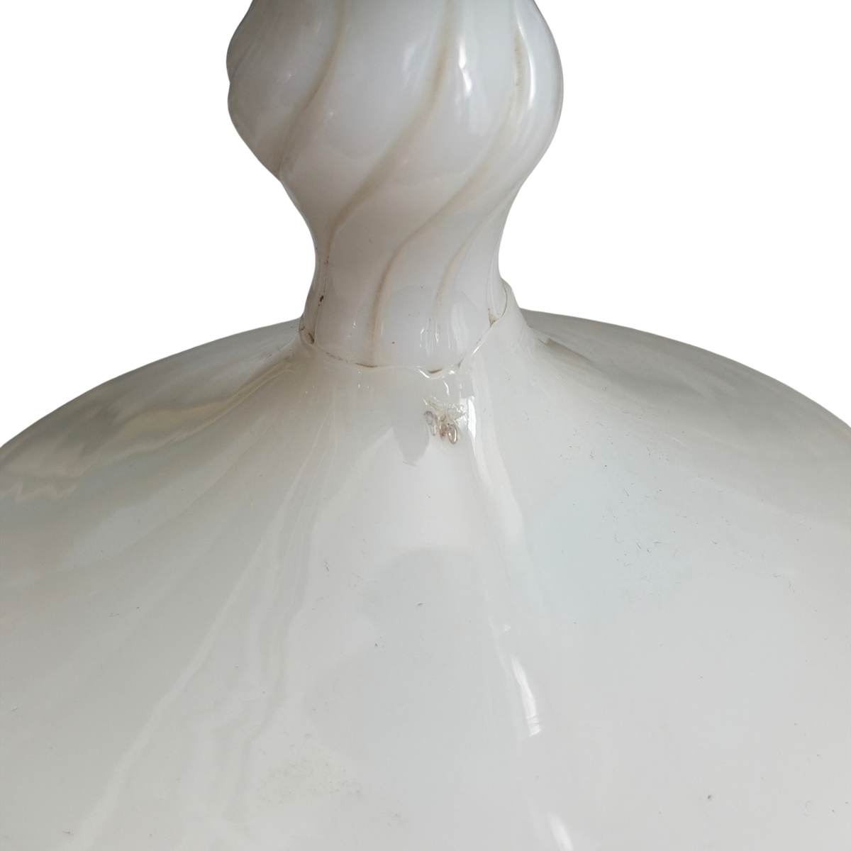 16 in Vintage Blue & White Opaline Glass Vase