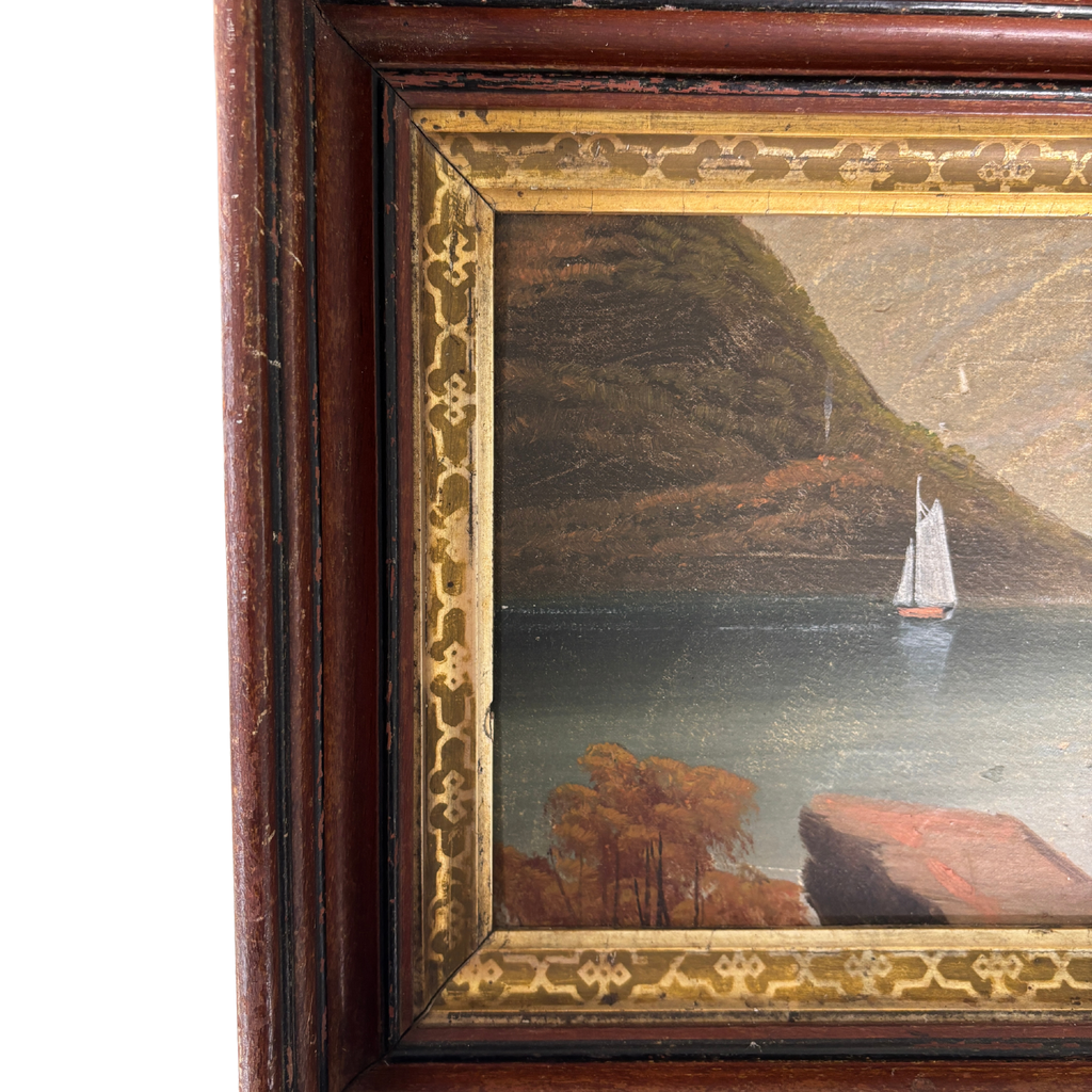 Antique Sailboat Oil Painting