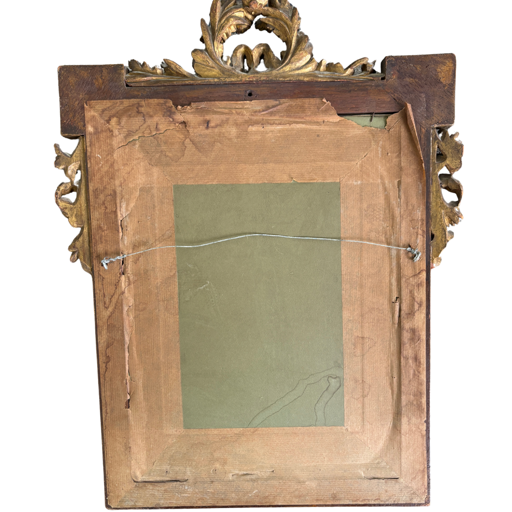 Antique European Pastoral Landscape in Carved Giltwood Frame