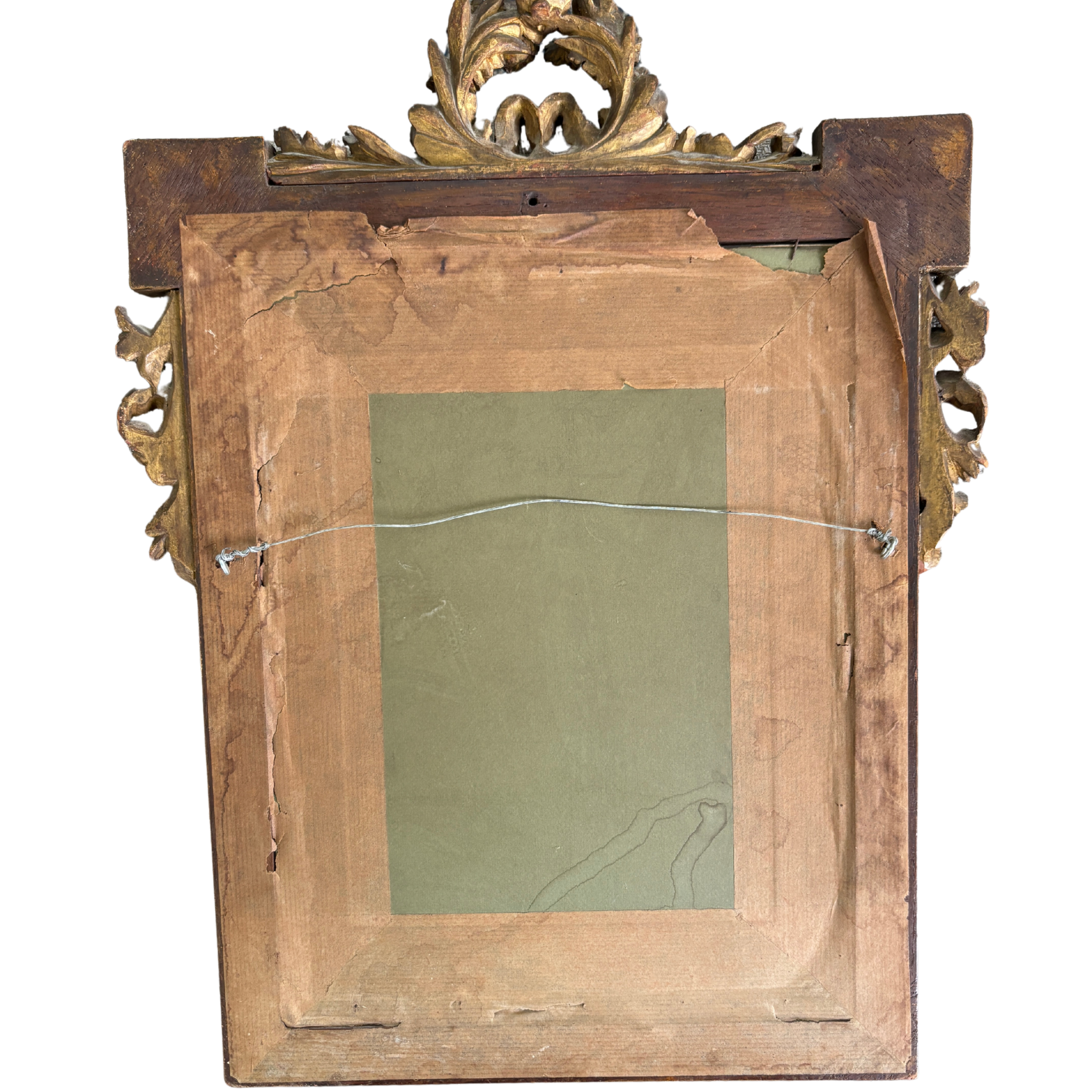 Antique European Pastoral Landscape in Carved Giltwood Frame