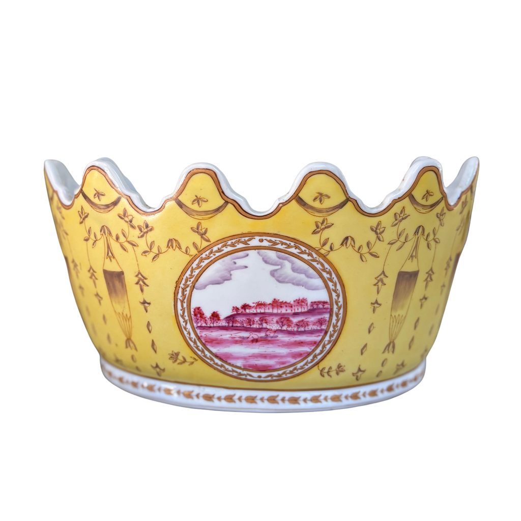 Yellow and Hot Pink Chinoiserie Cachepot
